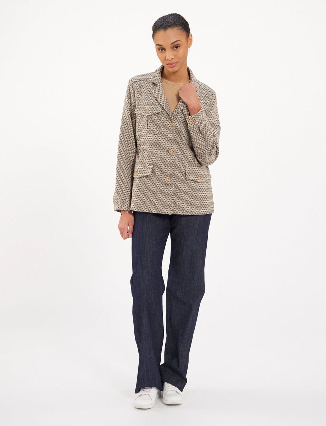 Brown/ecru wool Flipper jacket