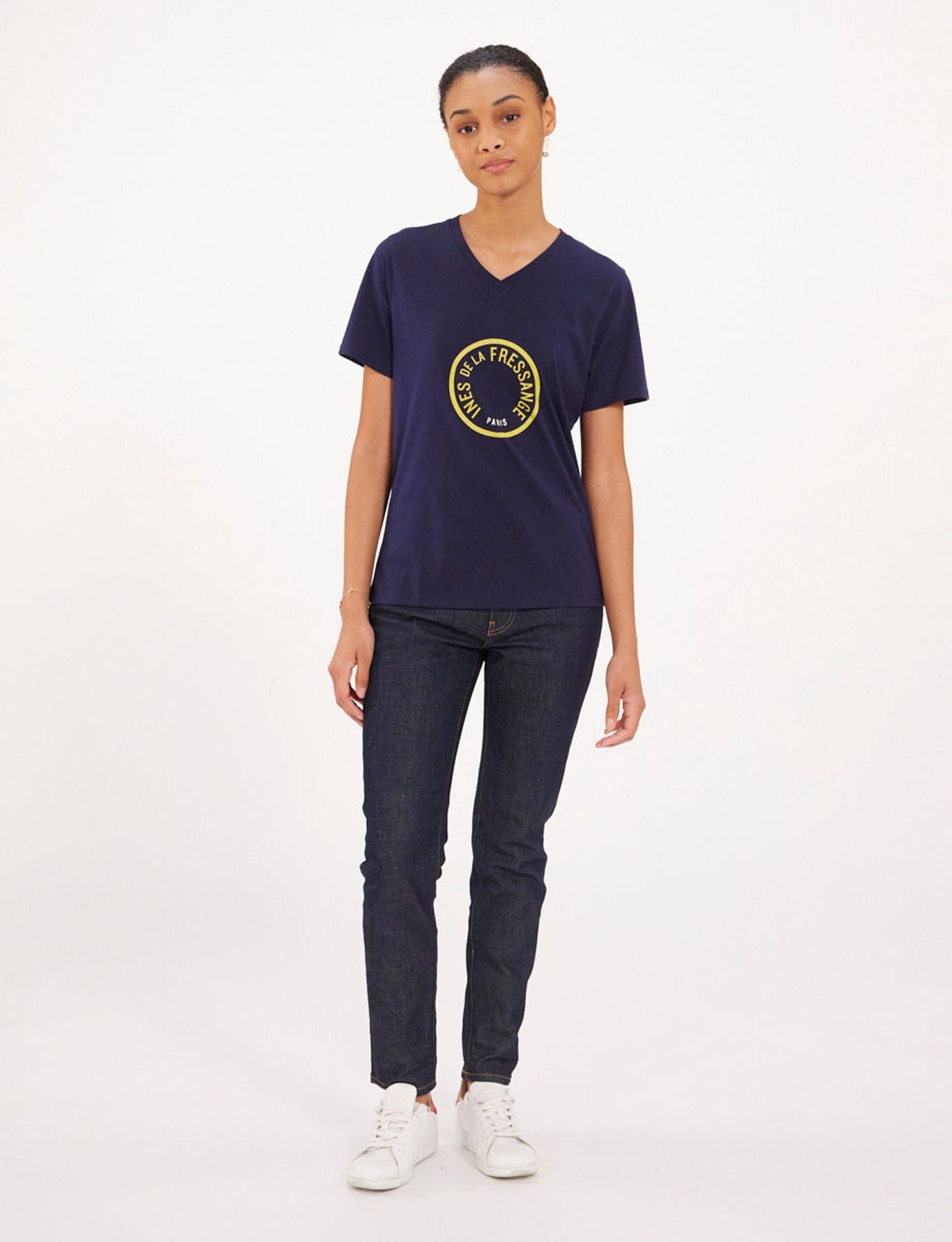 T-shirt Aurore bleu marine/jaune