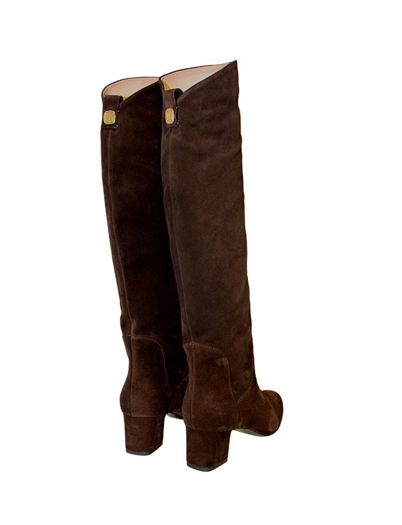 Bottes à talons marrons en suède