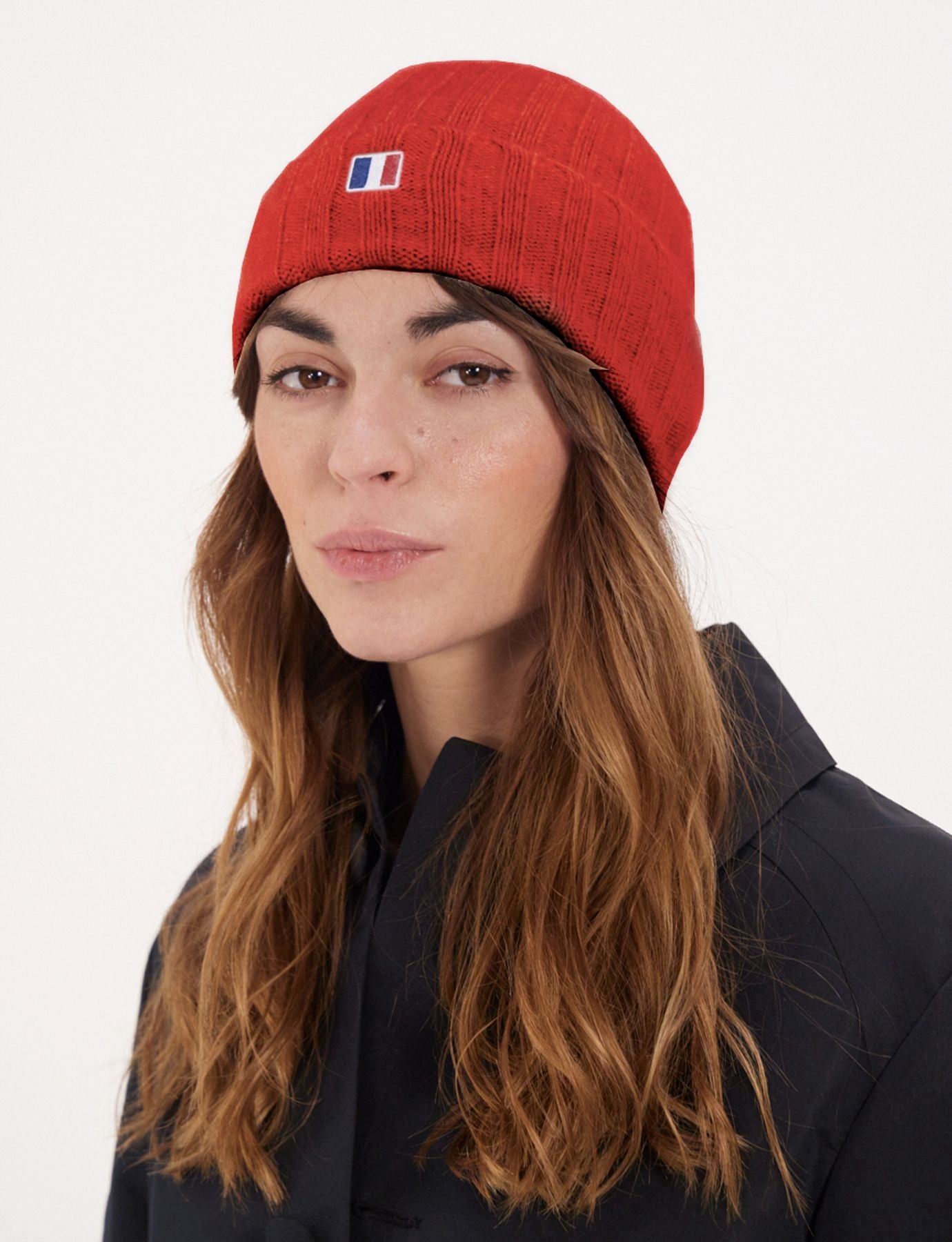 Gorro de cachemira con solapa roja Ines x Notshy