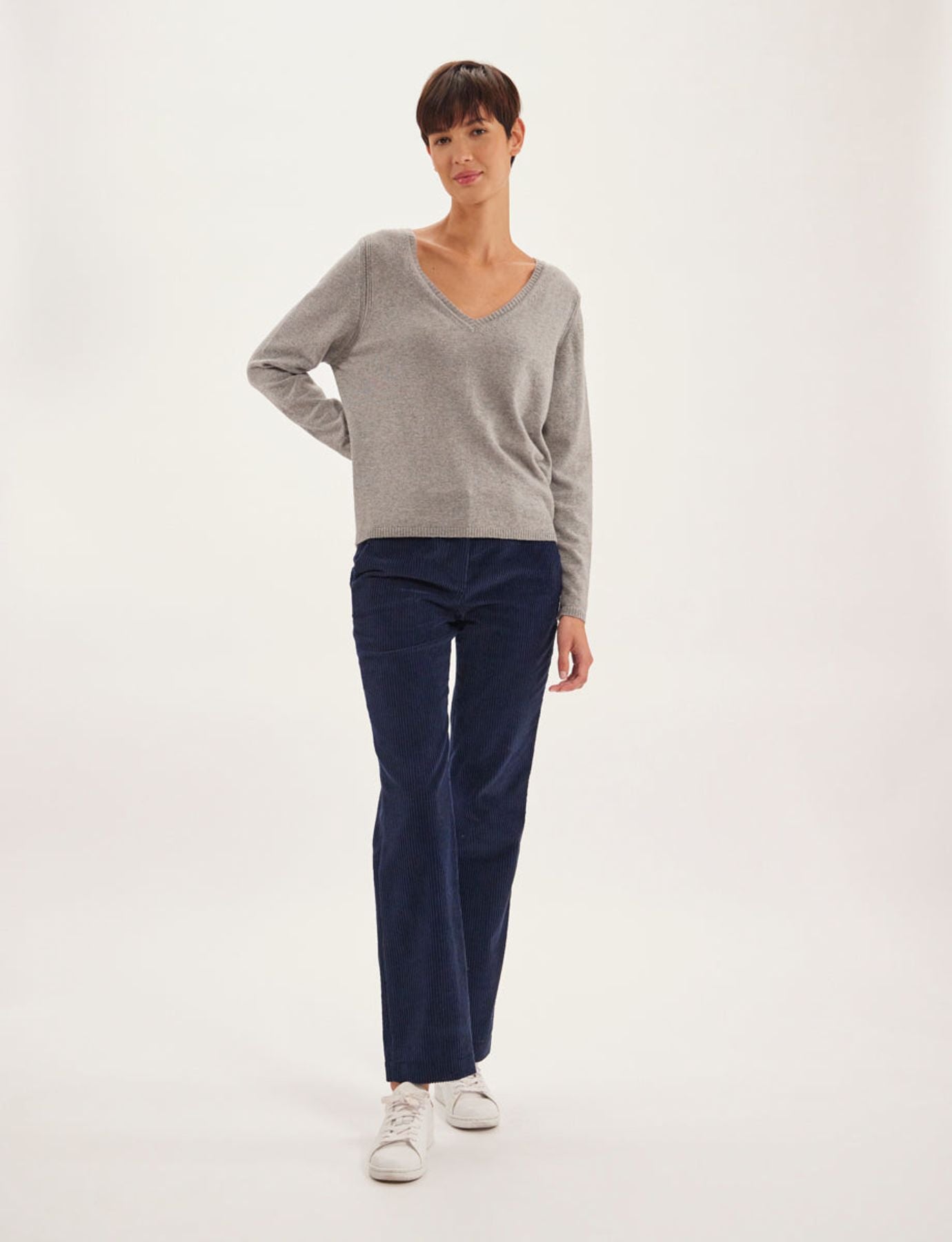 Pull Morgane laine et cachemire gris