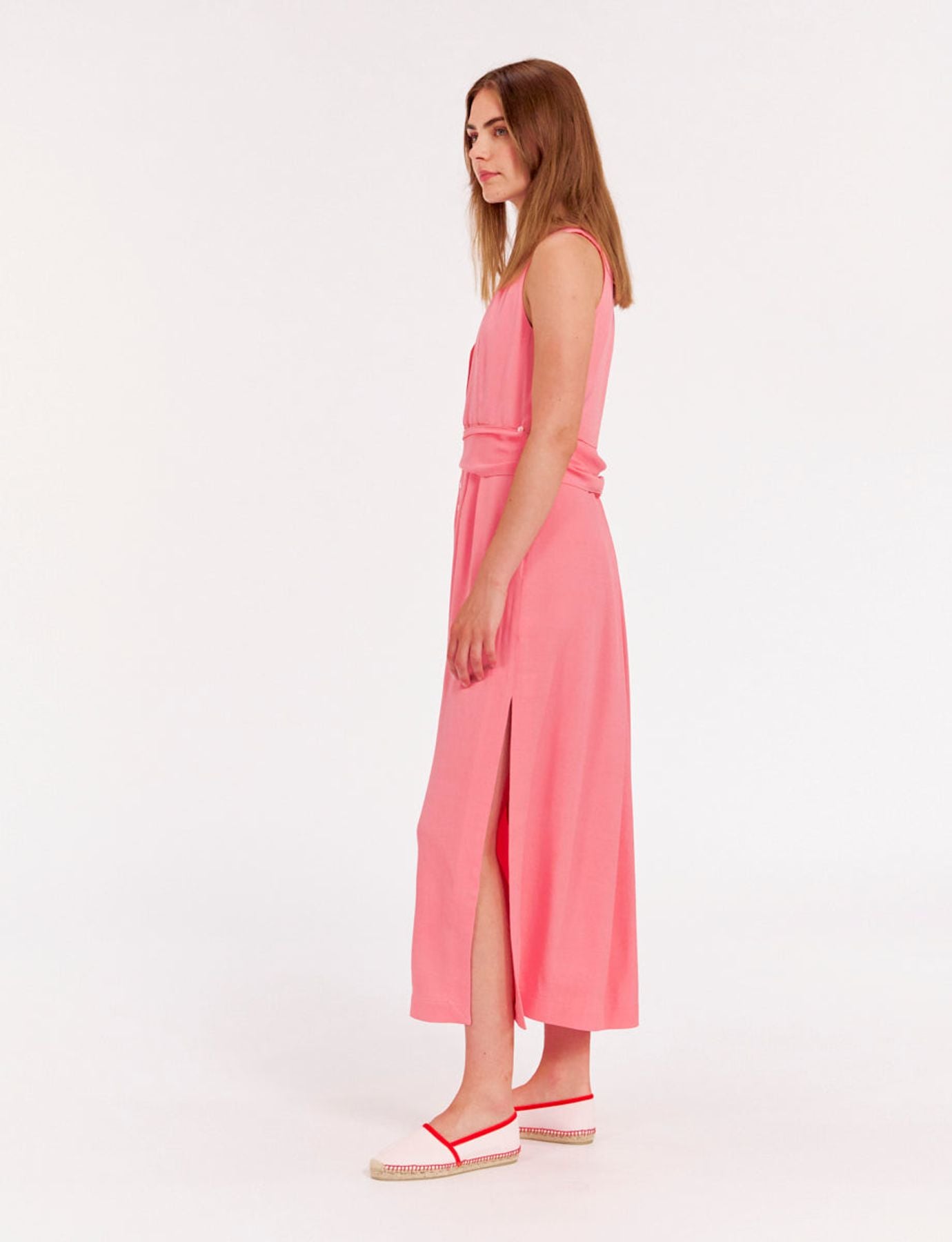 Robe Ambre longue en viscose rose