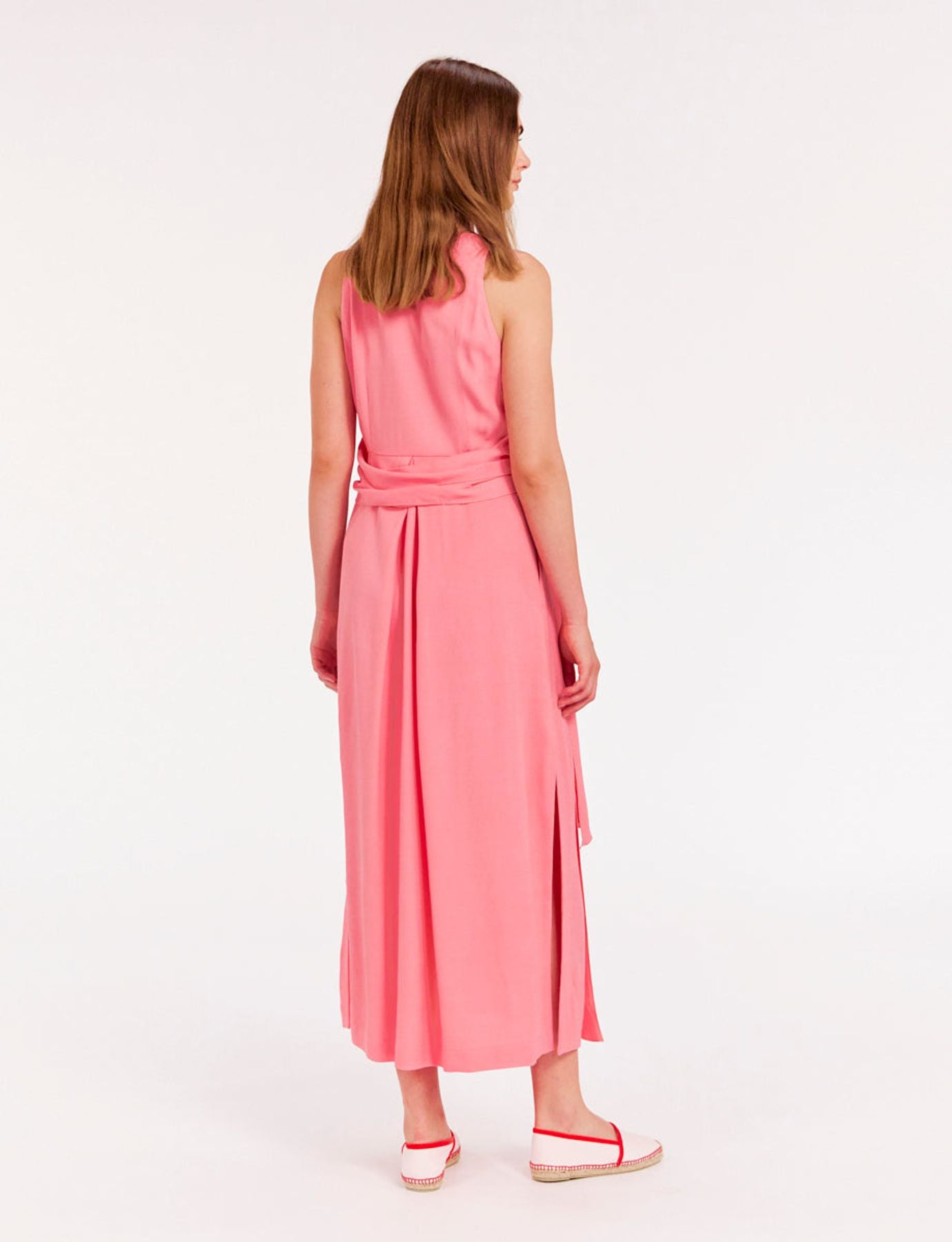 Robe Ambre longue en viscose rose