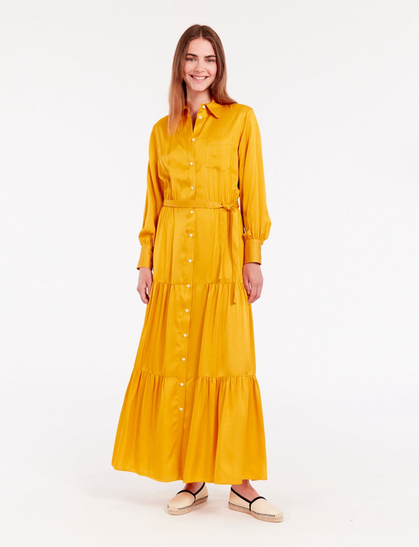 Léna long dress with buttercup flounce