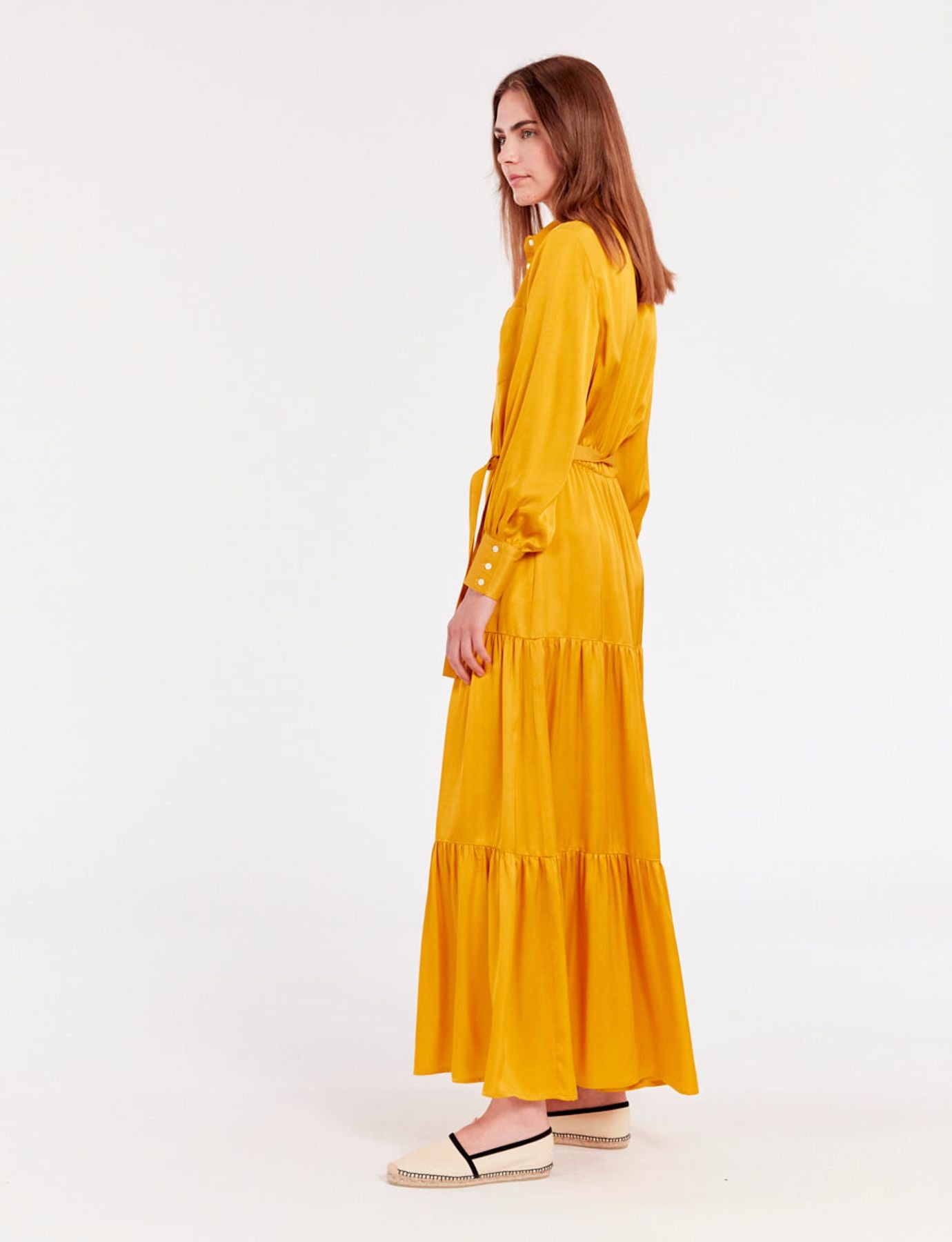 Léna long dress with buttercup flounce