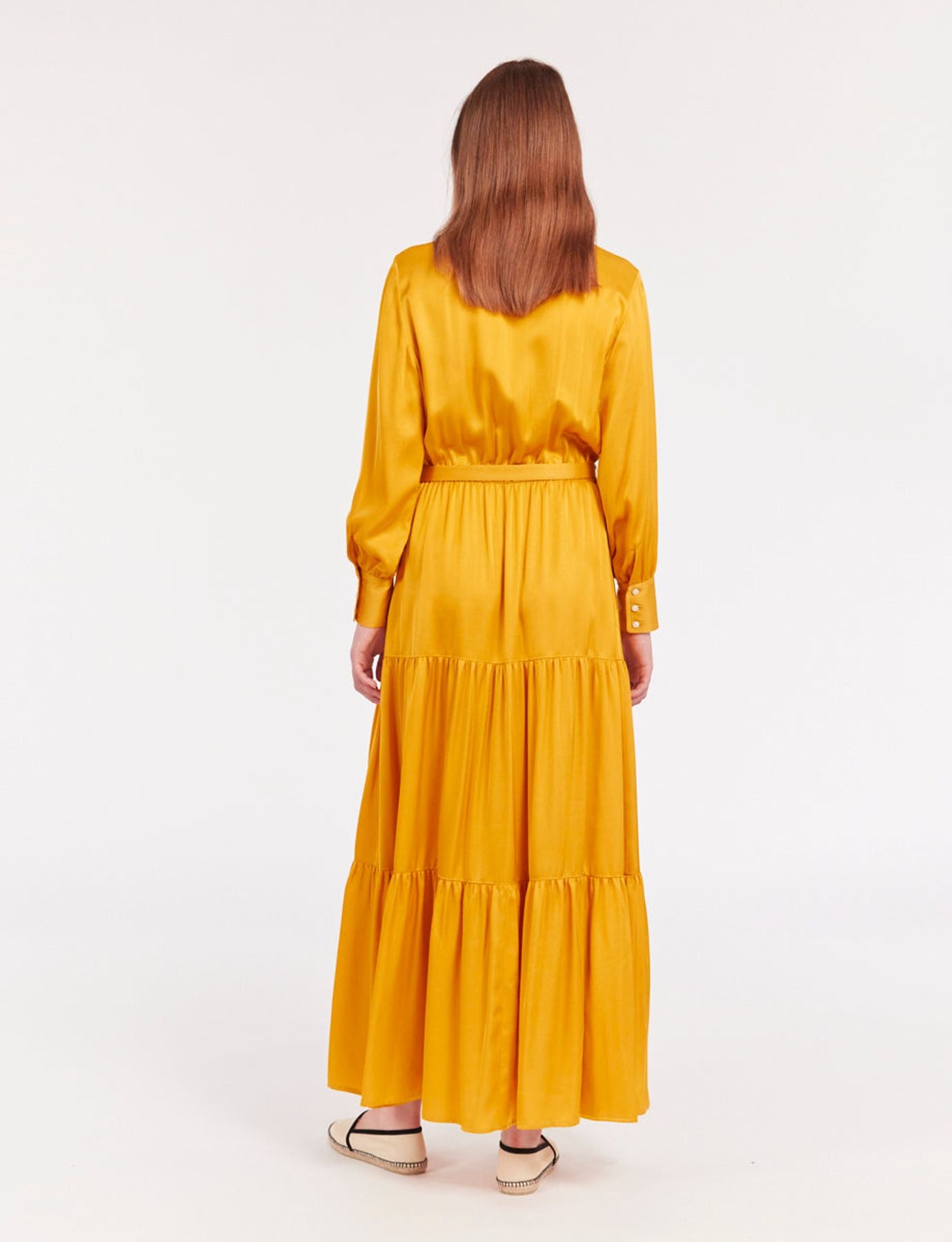 Léna long dress with buttercup flounce