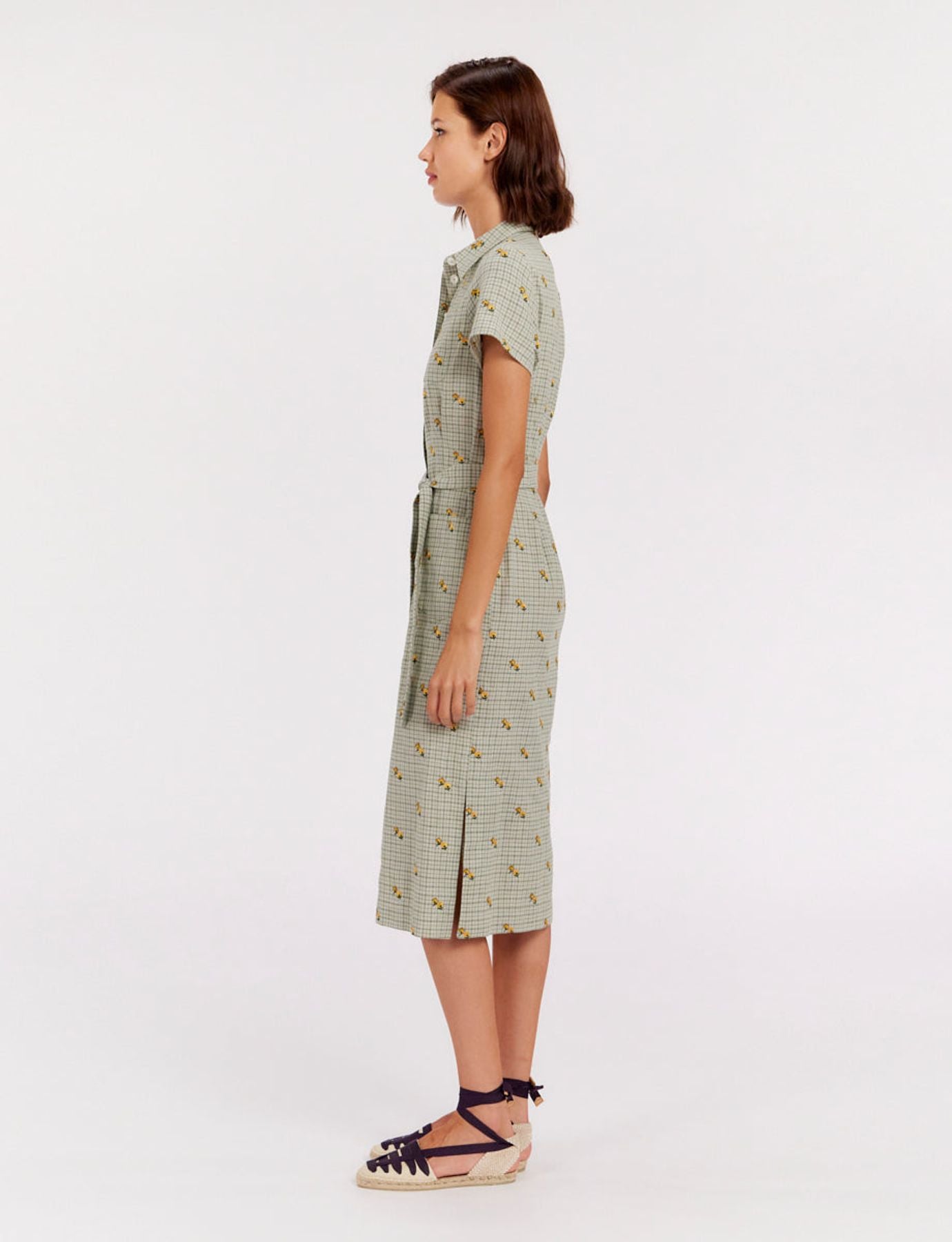 Ethel straight dress, green print