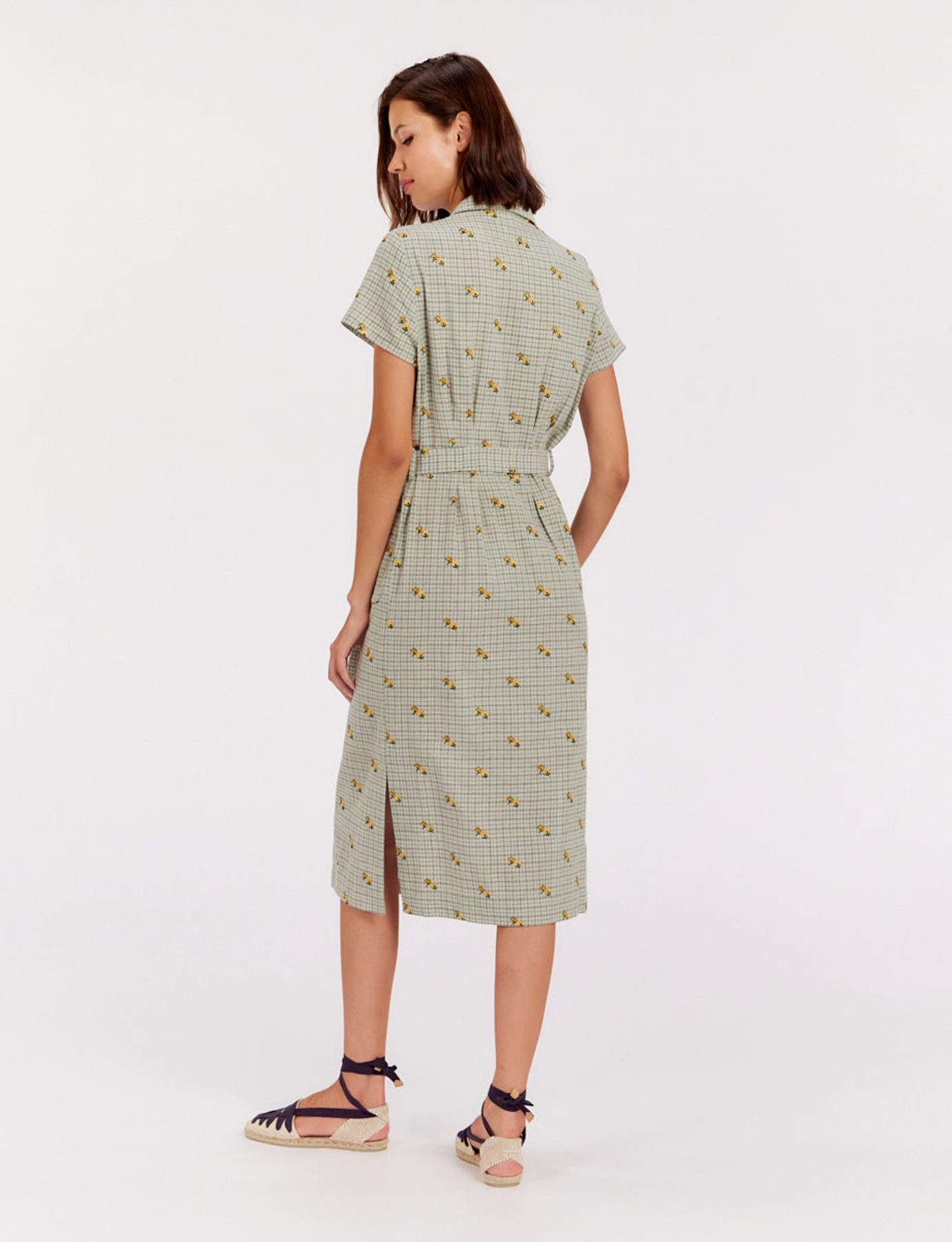 Ethel straight dress, green print