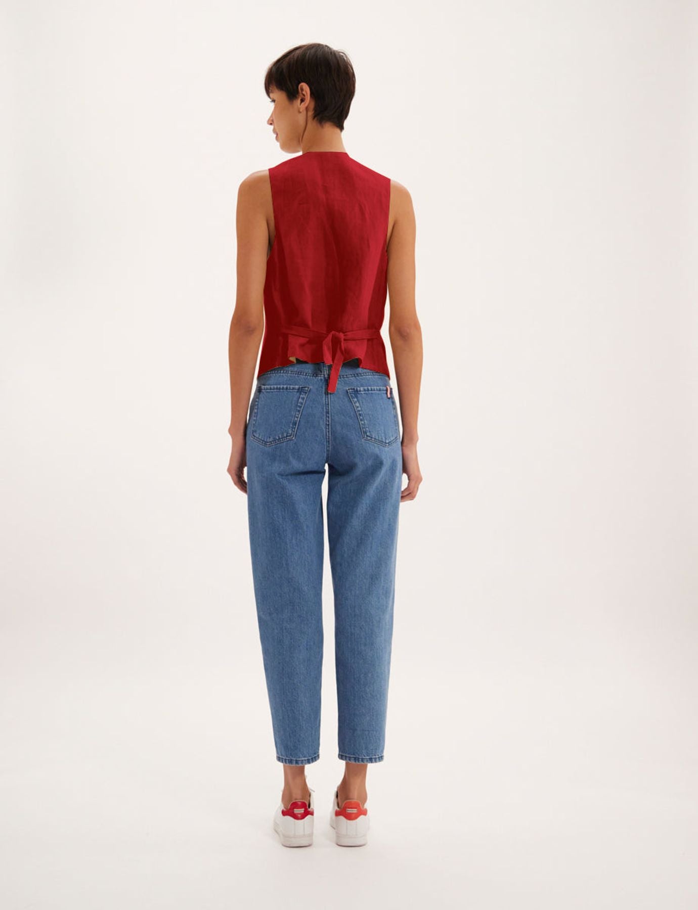 Chaqueta de lino frambuesa Robinson
