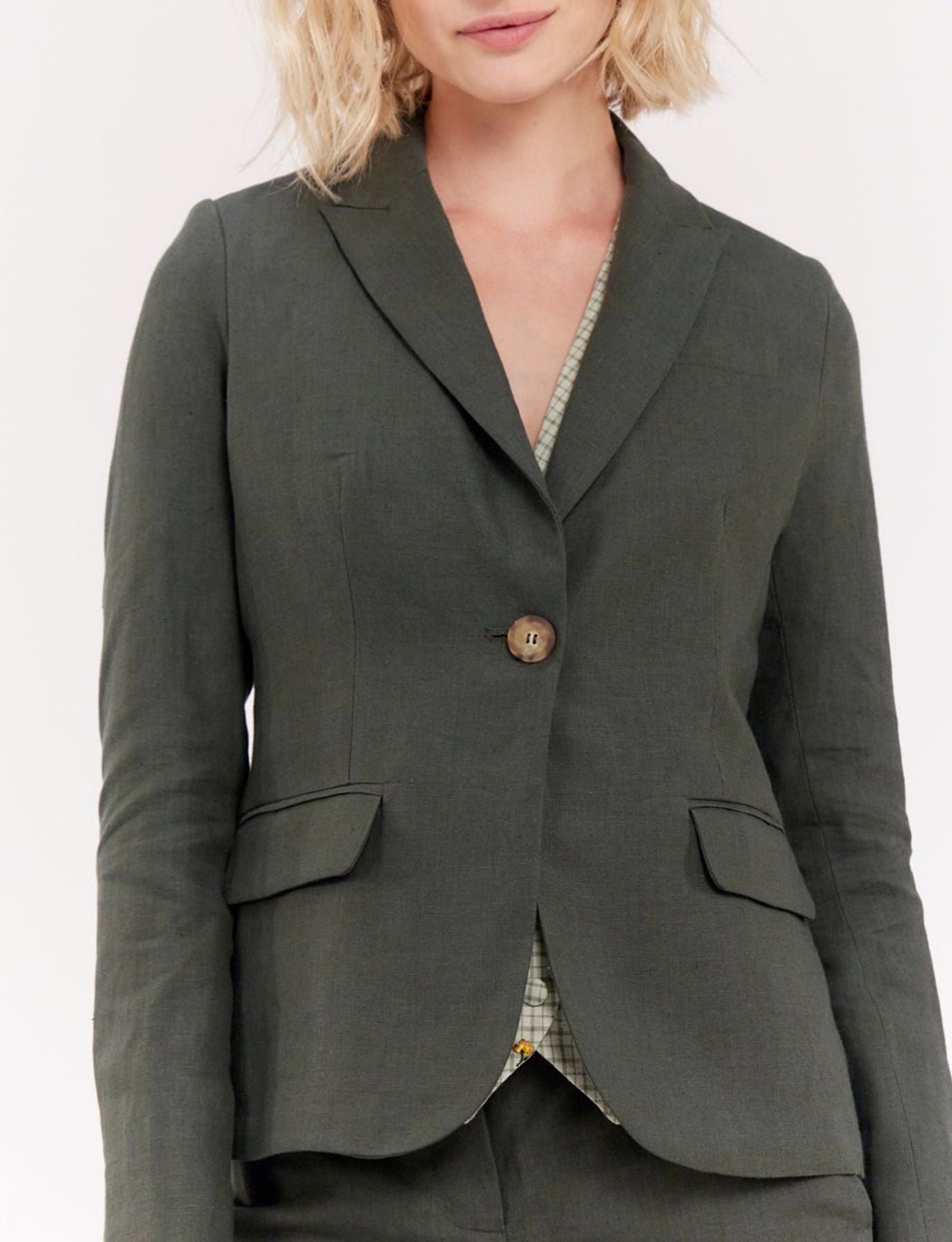 Veste Nicoletta en lin vert foncé