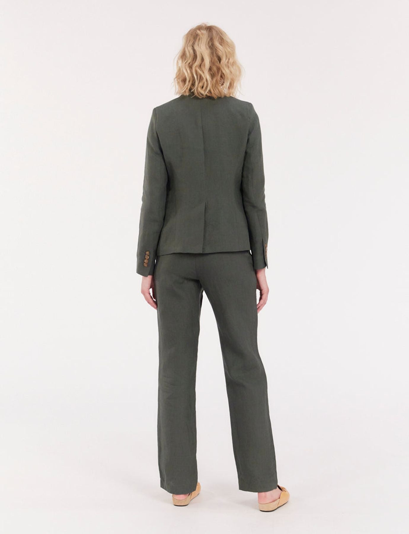 Veste Nicoletta en lin vert foncé