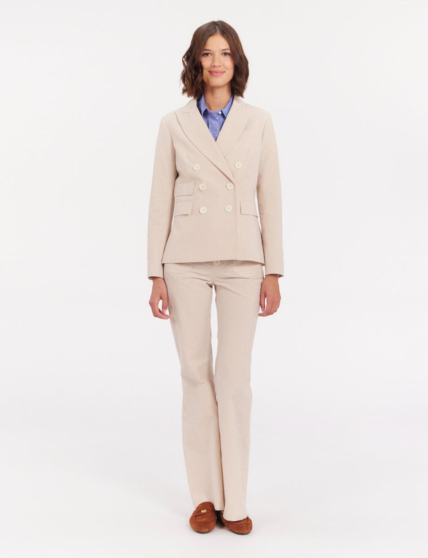 Chaqueta a rayas color crudo Maurice