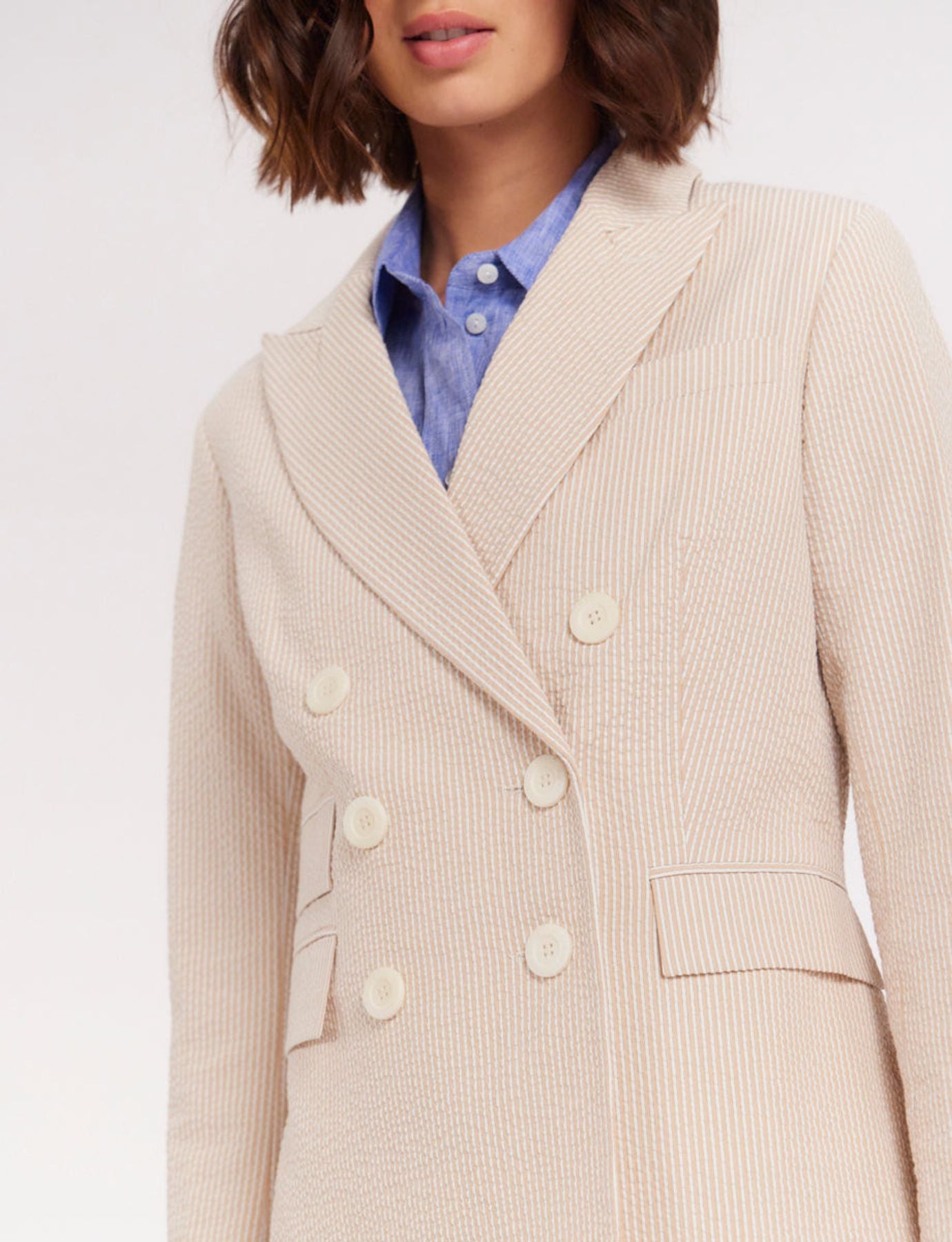 Chaqueta a rayas color crudo Maurice