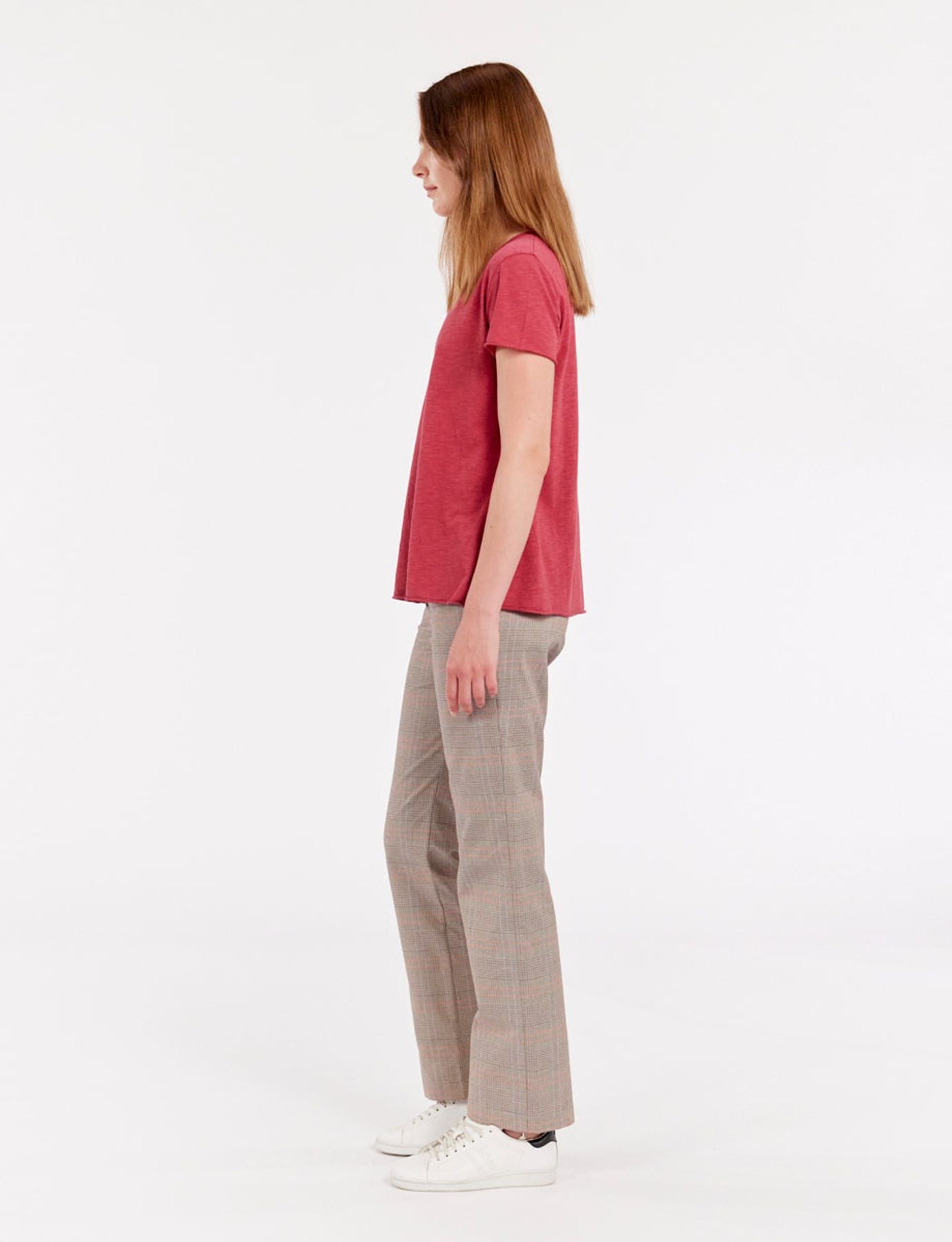 Tee-shirt Katalina col V Framboise