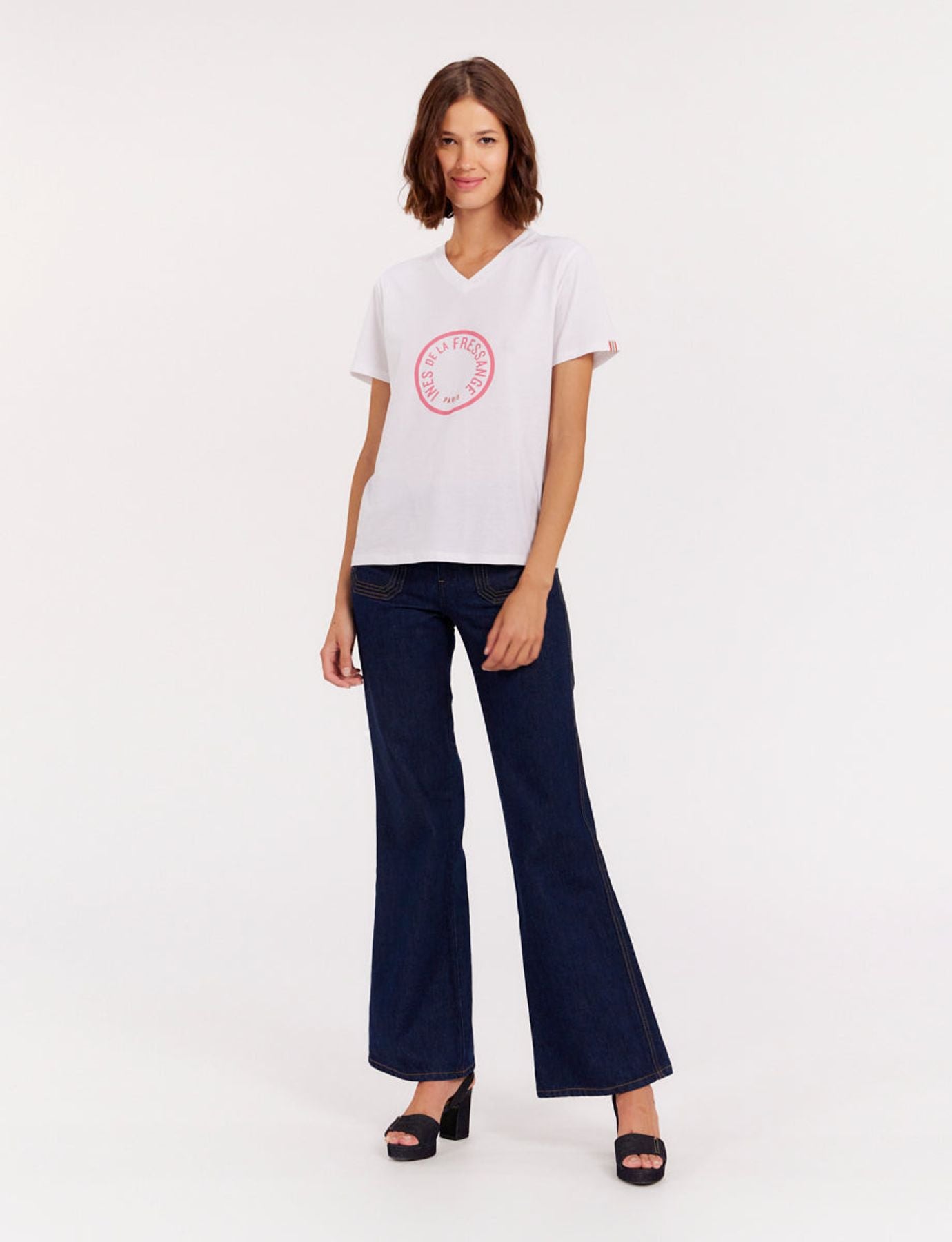 T-Shirt mit V-Ausschnitt Aurora rosa
