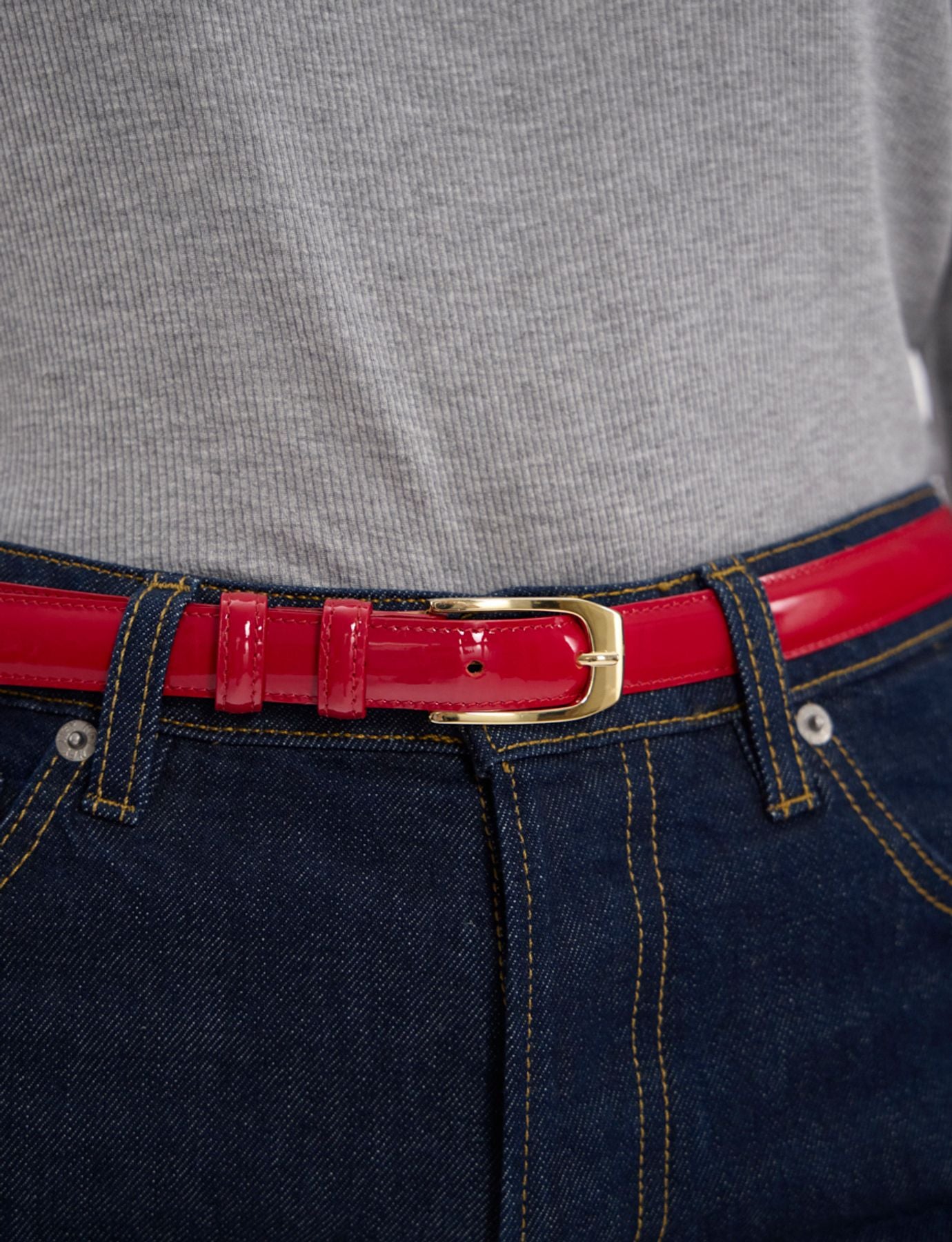 Ceinture Aurelia cuir vernis rouge