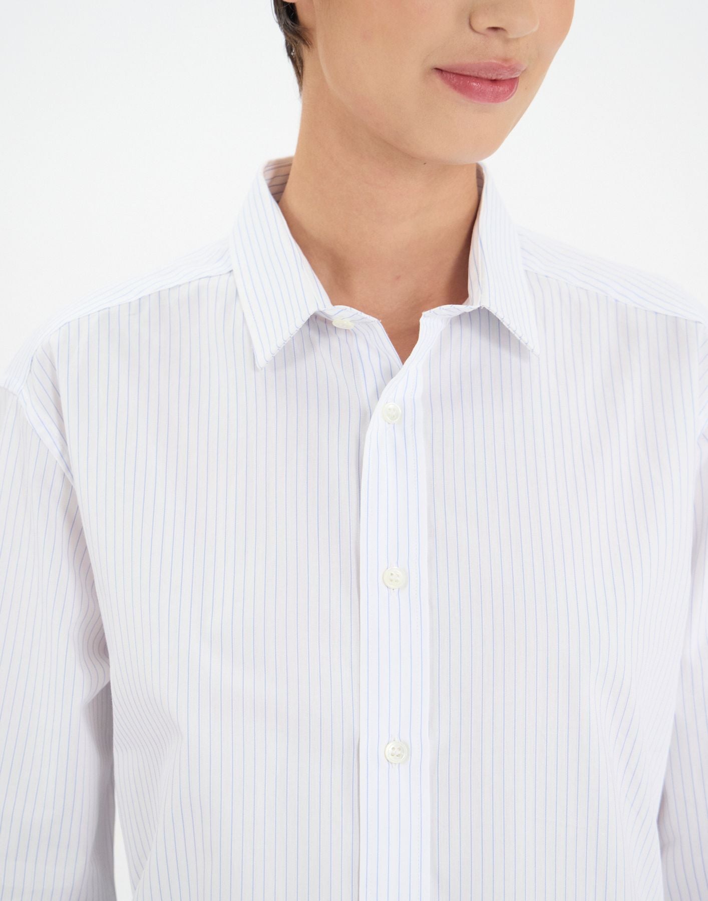 Chemise pour homme Olivier blanche à fines rayures