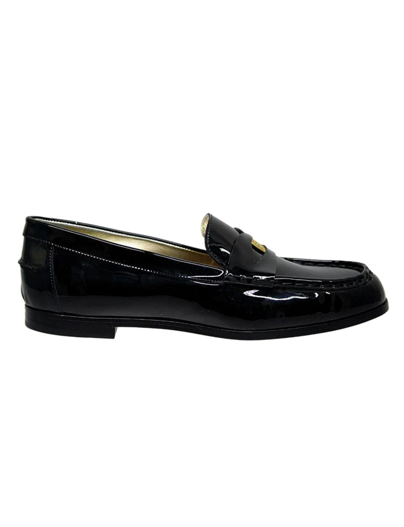 Mocassin Elvire en cuir verni noir