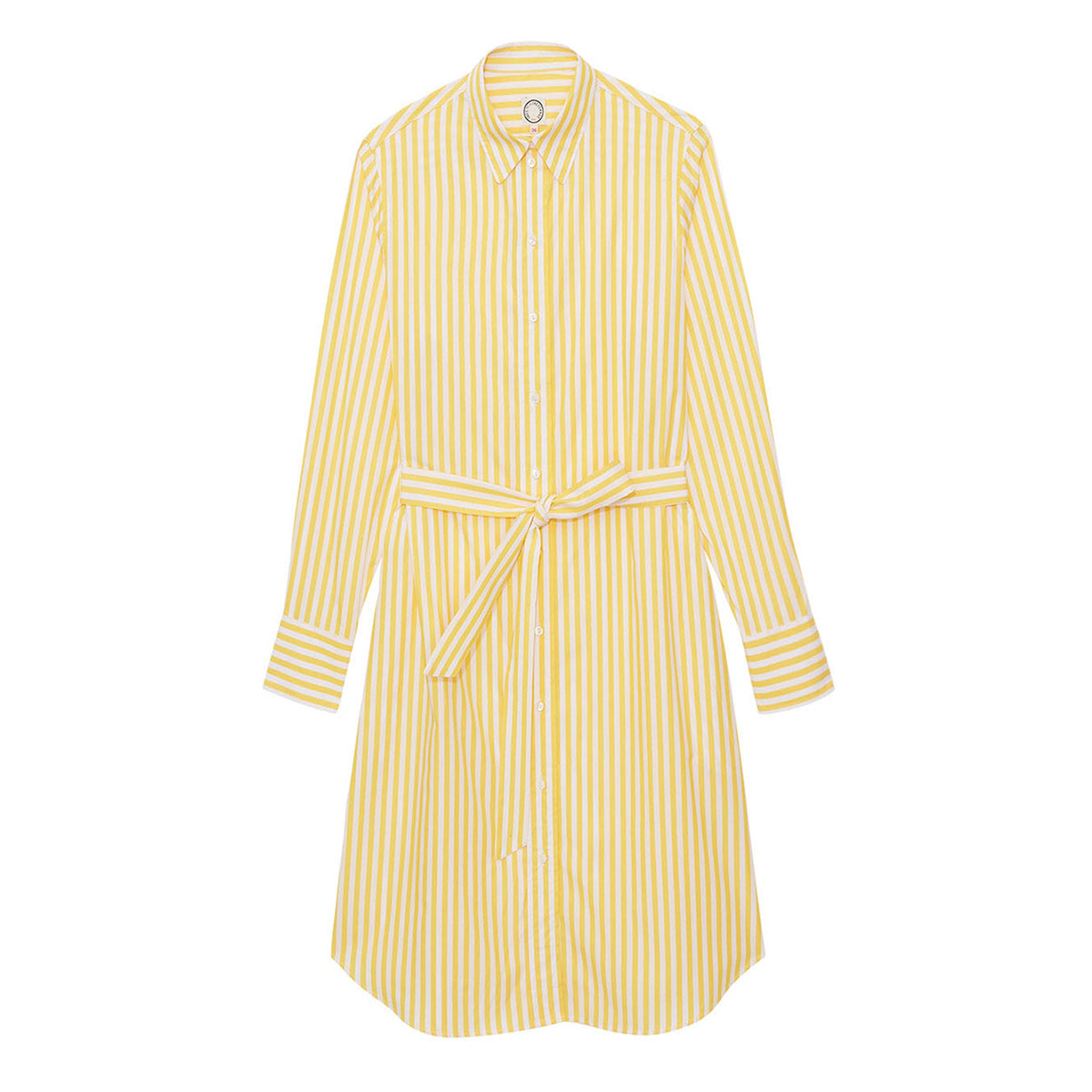 Robe chemise Amour rayée jaune et blanc
