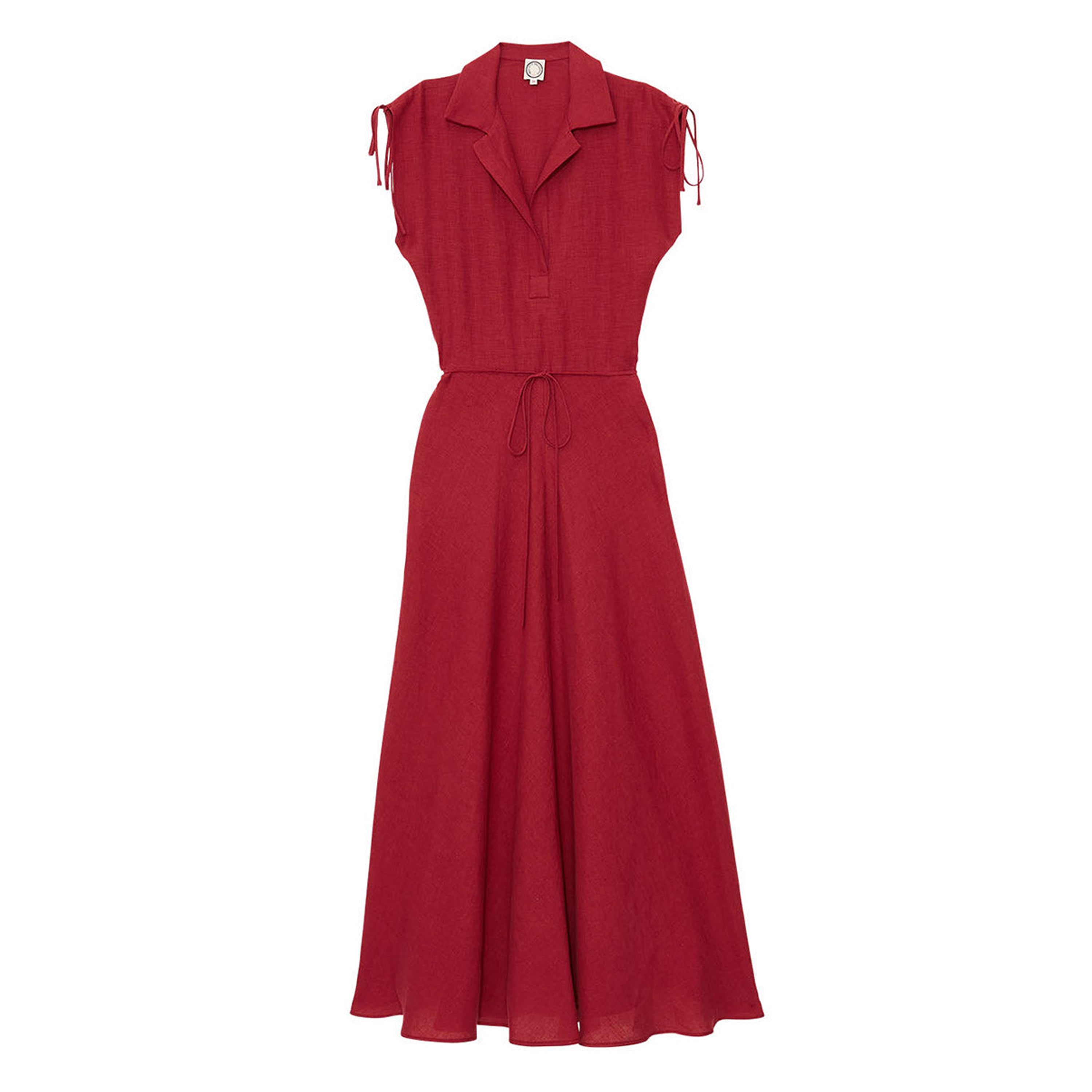 Kleid Violine aus himbeerfarbenem Leinen