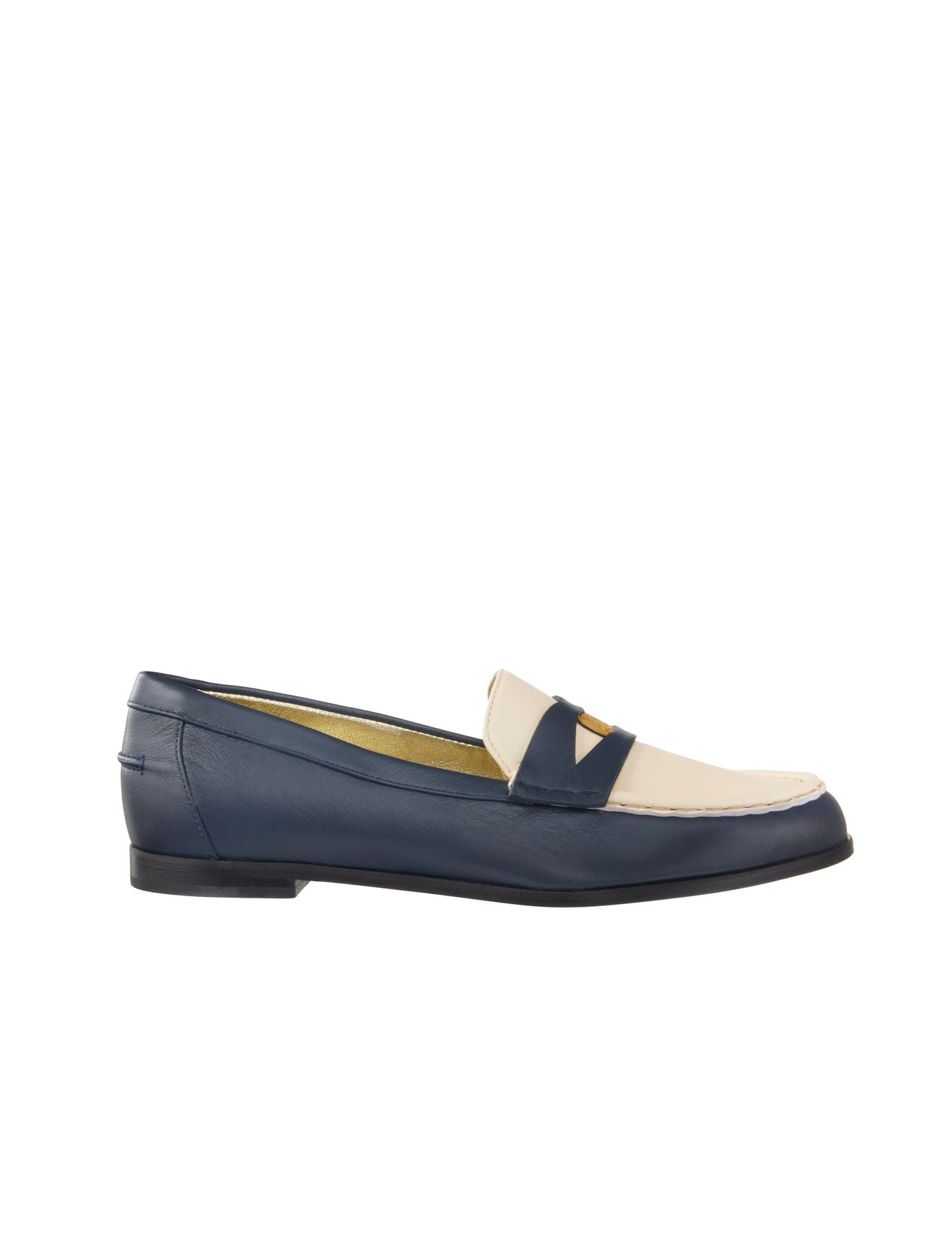 Elvire Mocassino in pelle blu e beige