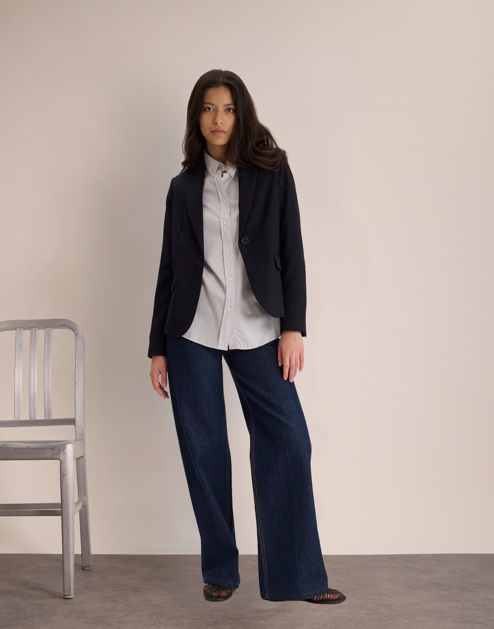 Chaqueta Nicoletta de lana azul marino