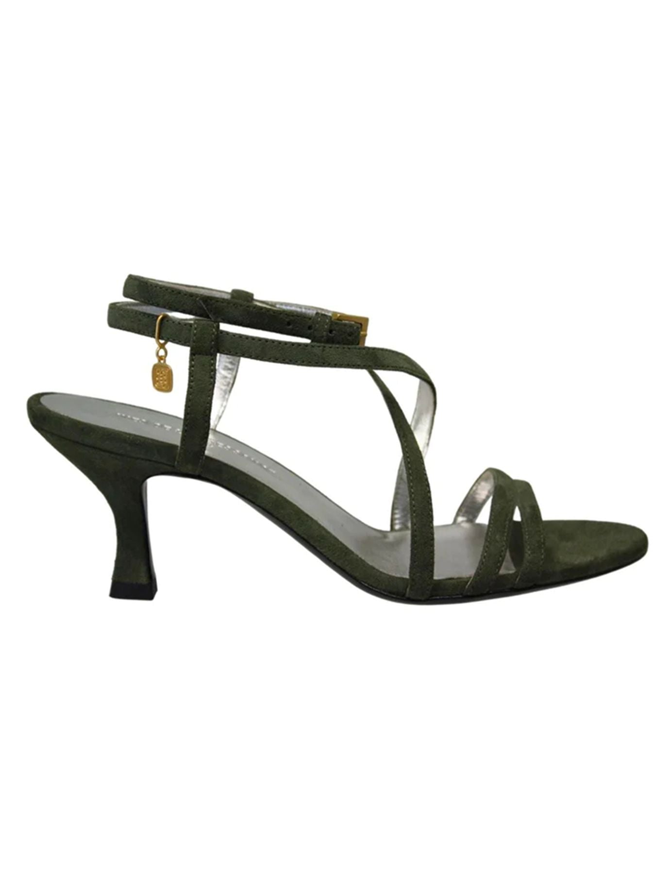 Sandales à talon, brides daim vert