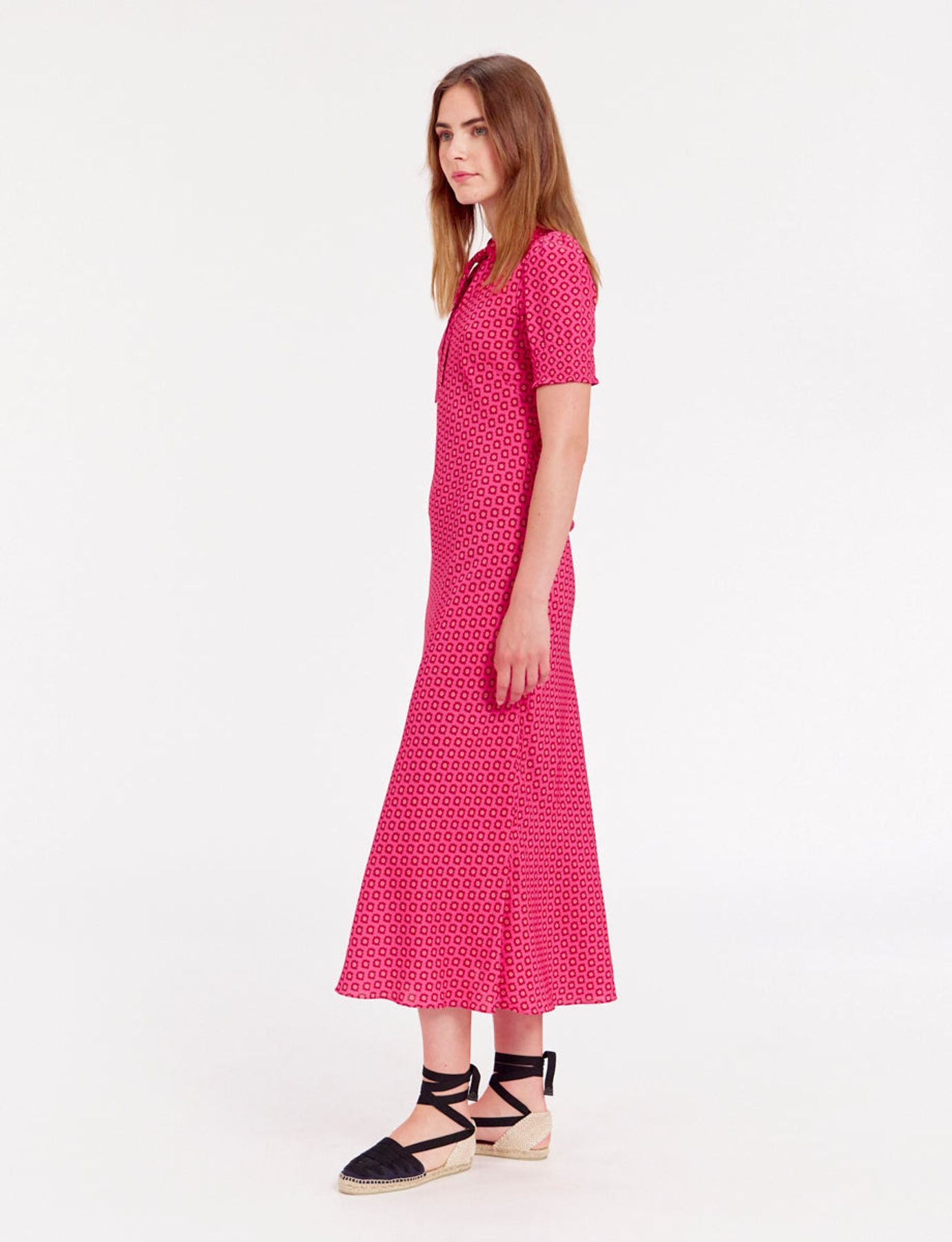 Robe Cerise longue imprimé rose