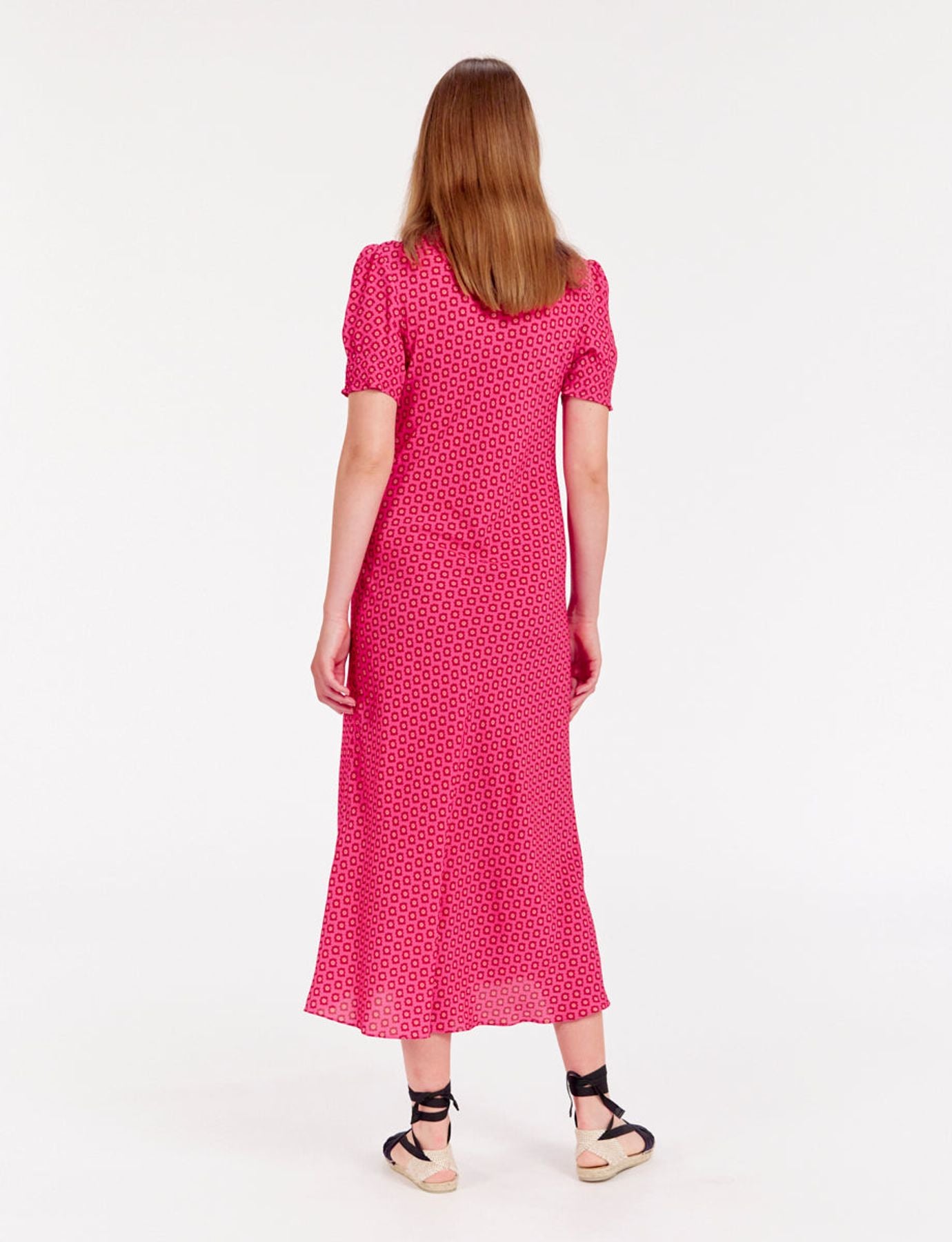 Robe Cerise longue imprimé rose