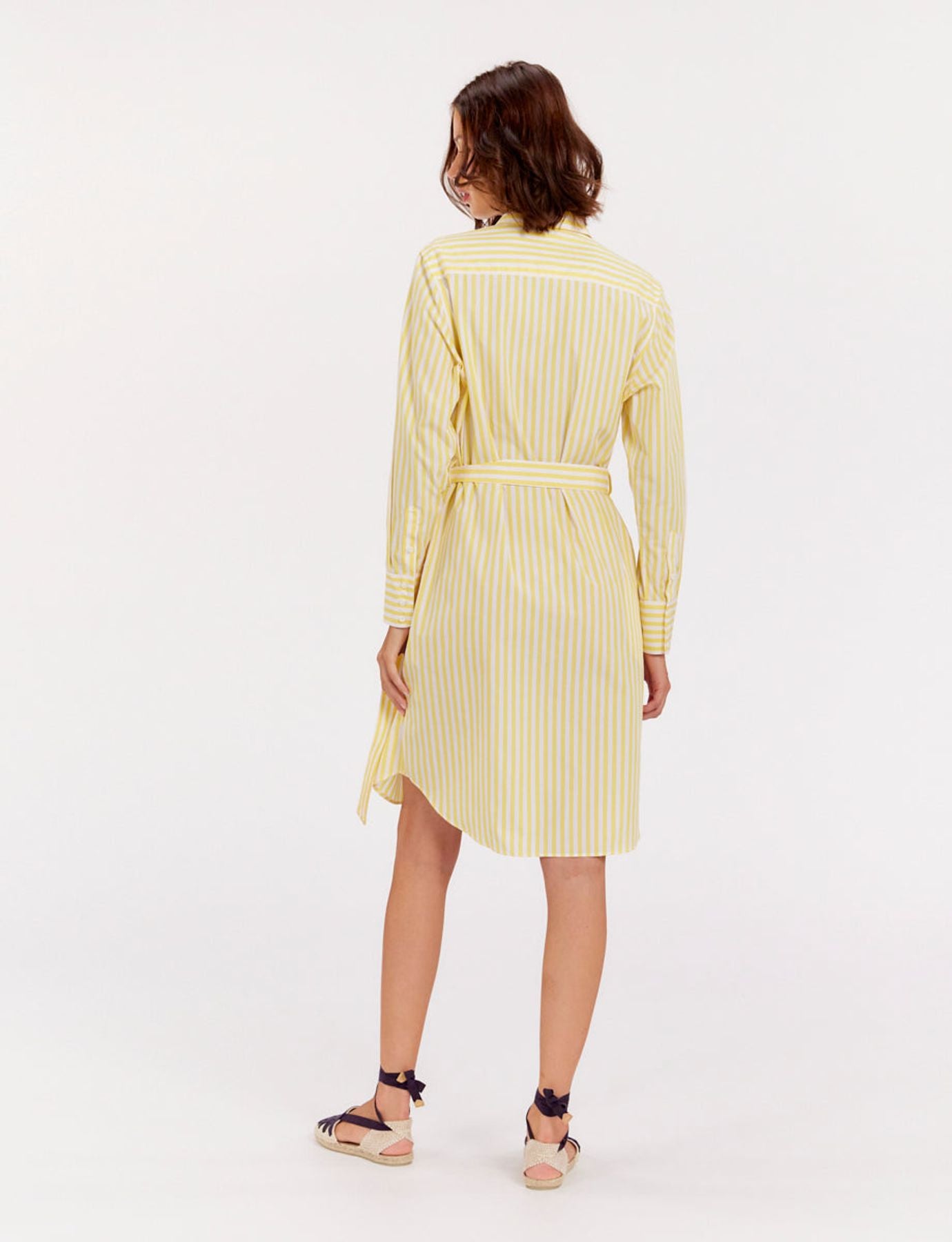Robe chemise Amour rayée jaune et blanc
