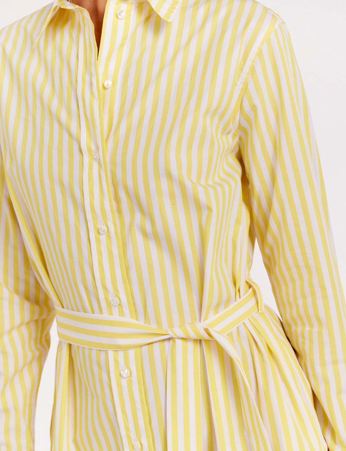 Robe chemise Amour rayée jaune et blanc