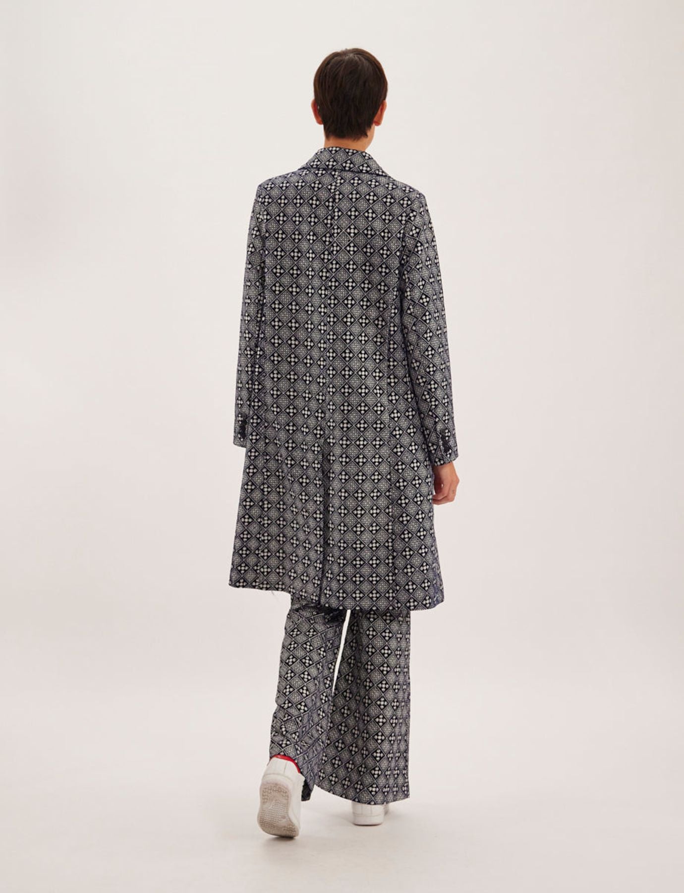 Manteau Franck brodé bleu et blanc