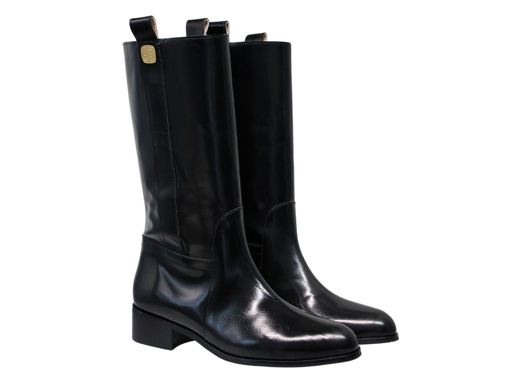 Schwarze Lana-Stiefel aus Glattleder