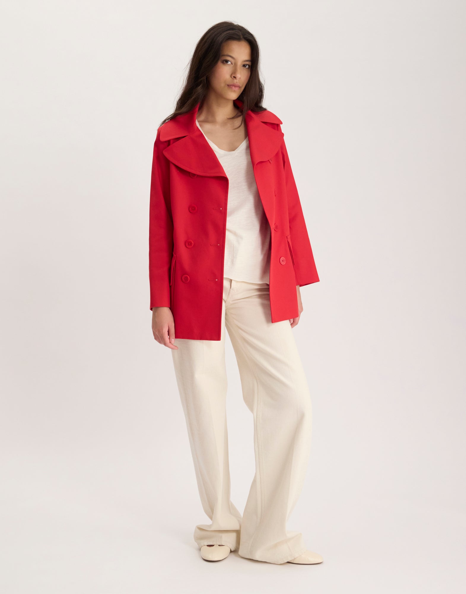 Séraphine pea coat in cotton blend