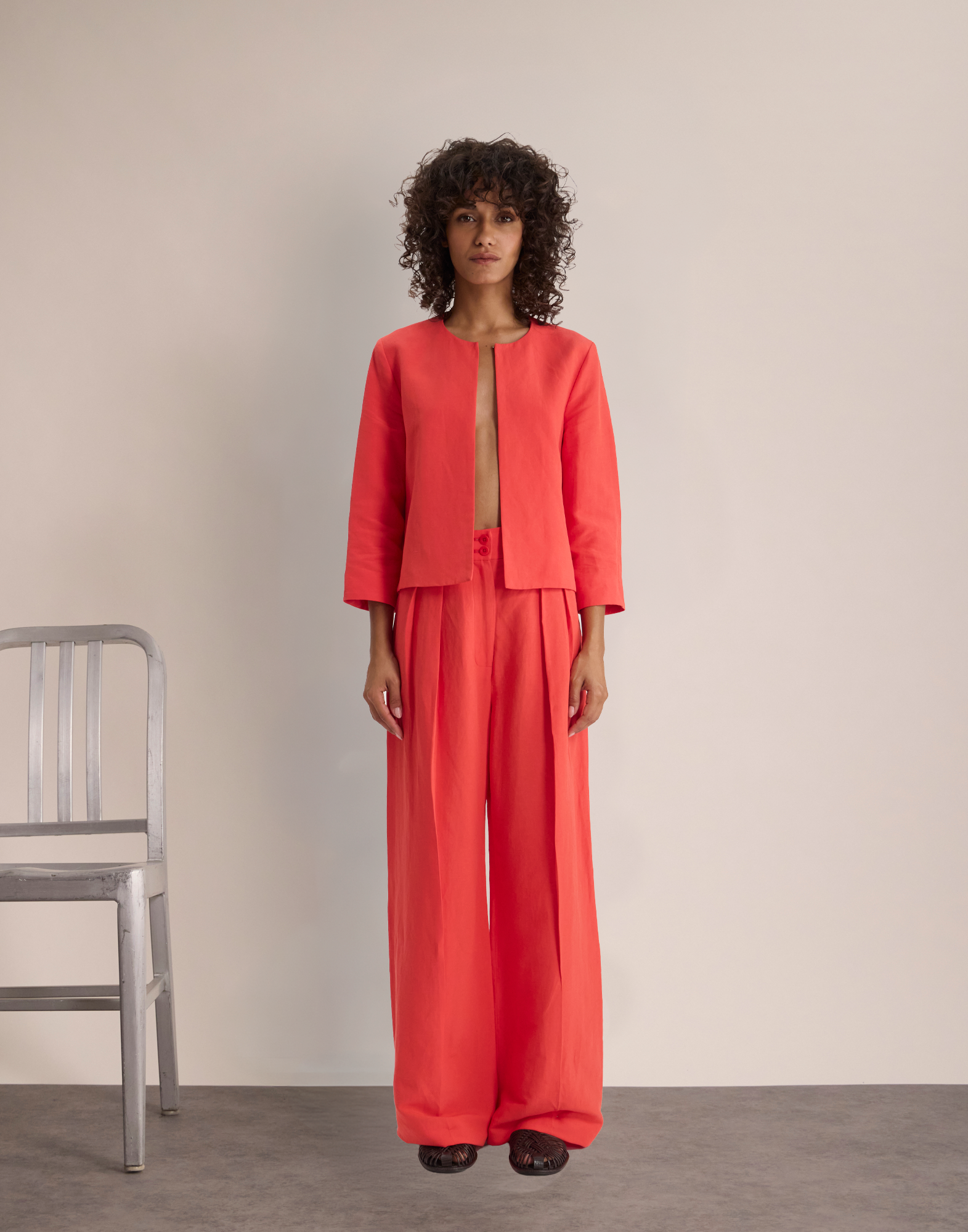 Chaqueta Magoo de rayón y lino