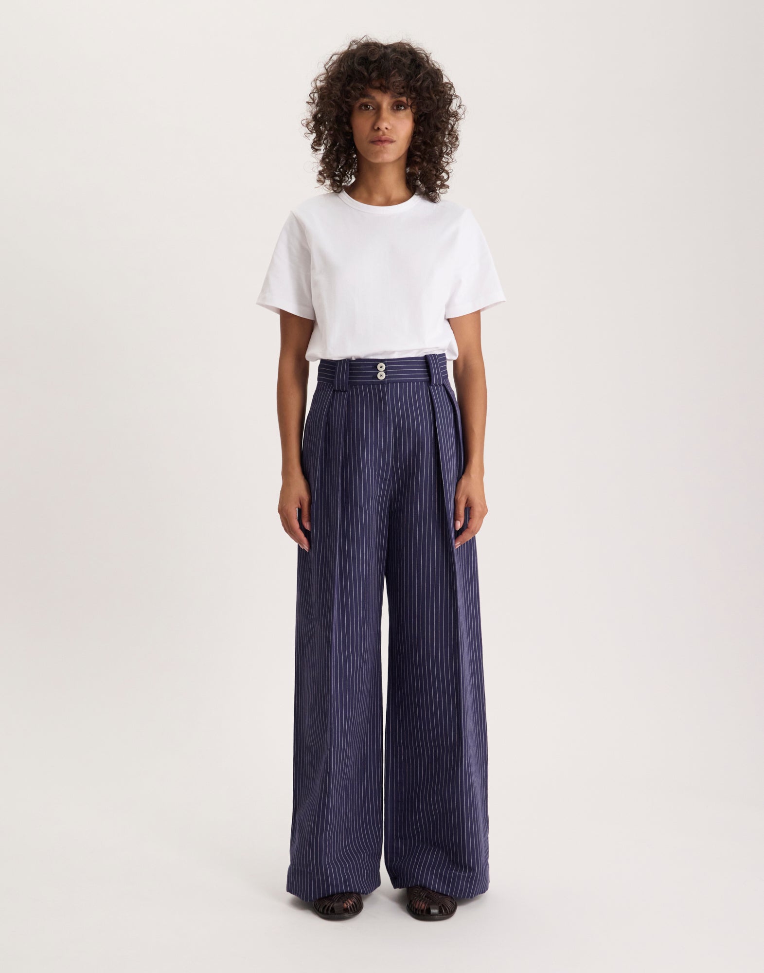Marlène trousers in rayon and linen