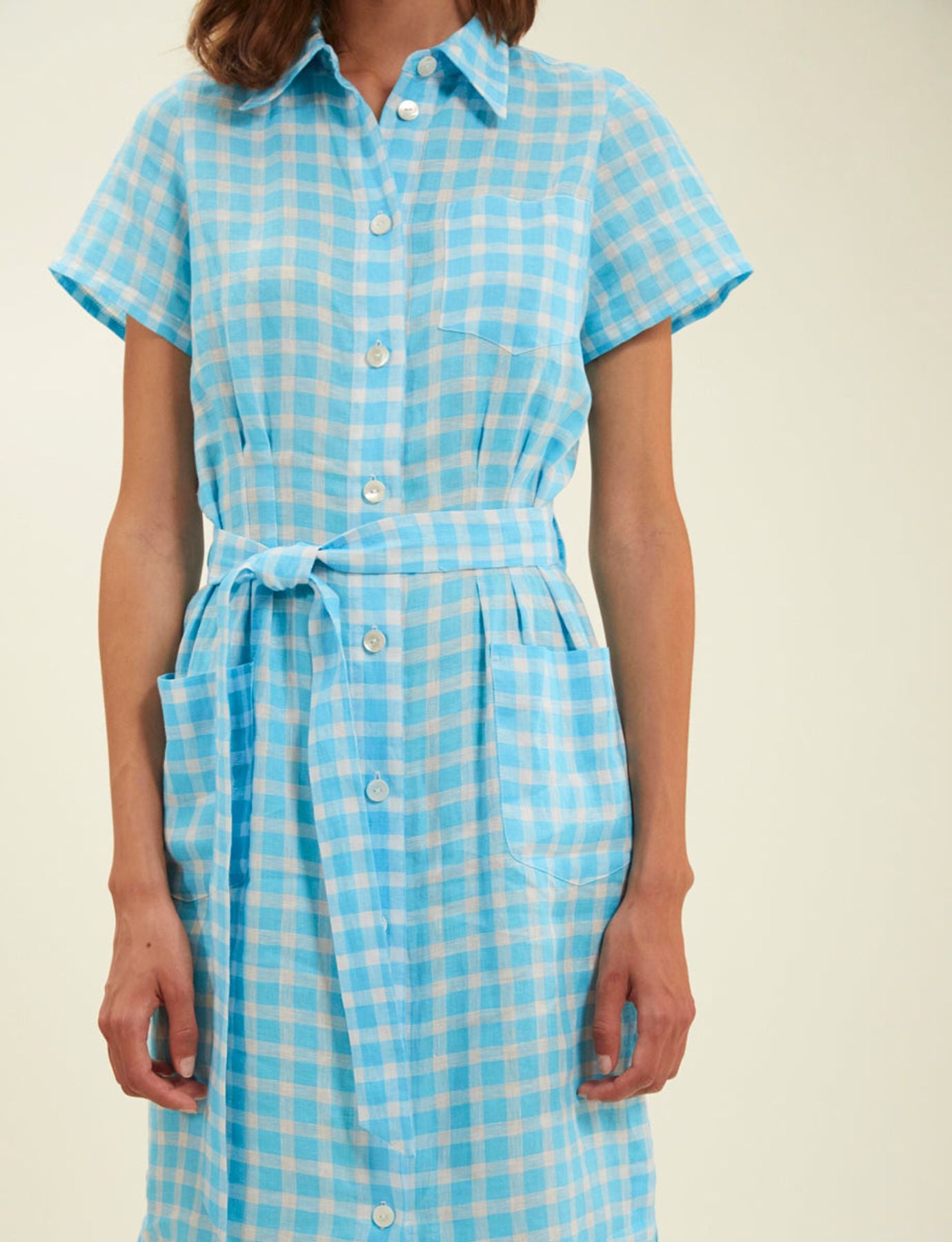 Ethel Turquoise Vichy shirt dress