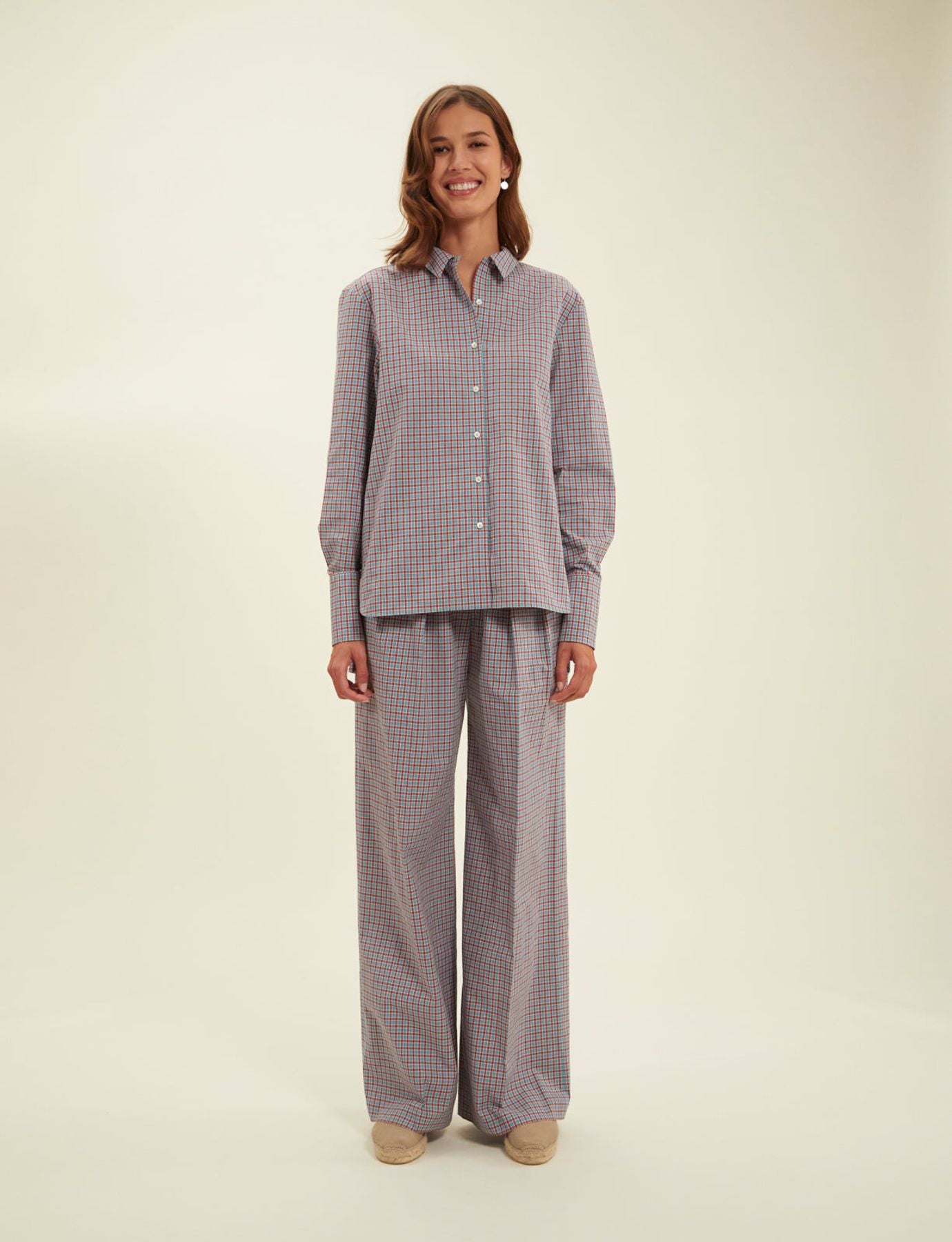 Chemise Falco turquoise à carreaux
