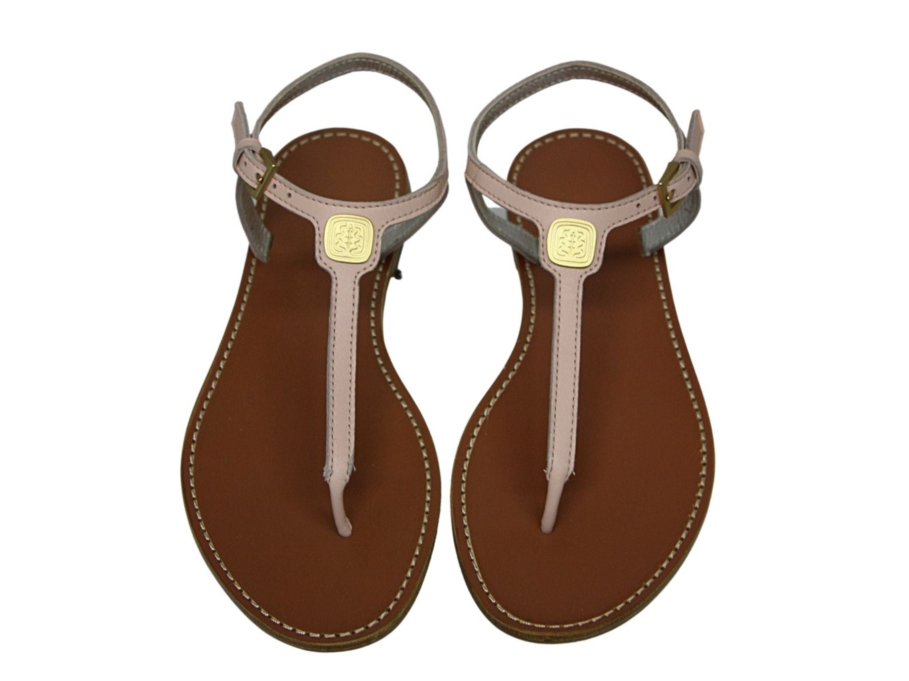 Sandalias planas de piel nude