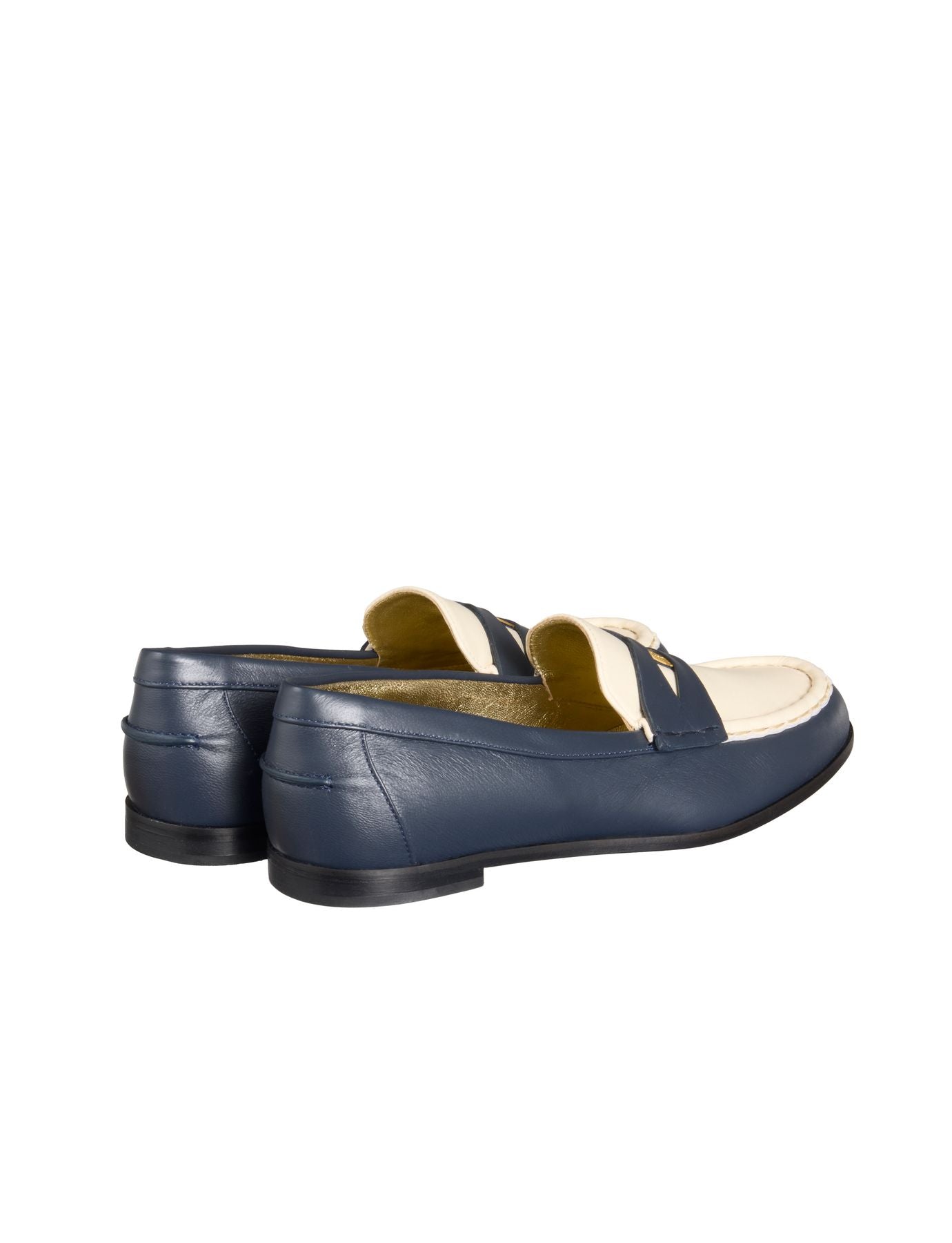 Elvire Mocassino in pelle blu e beige