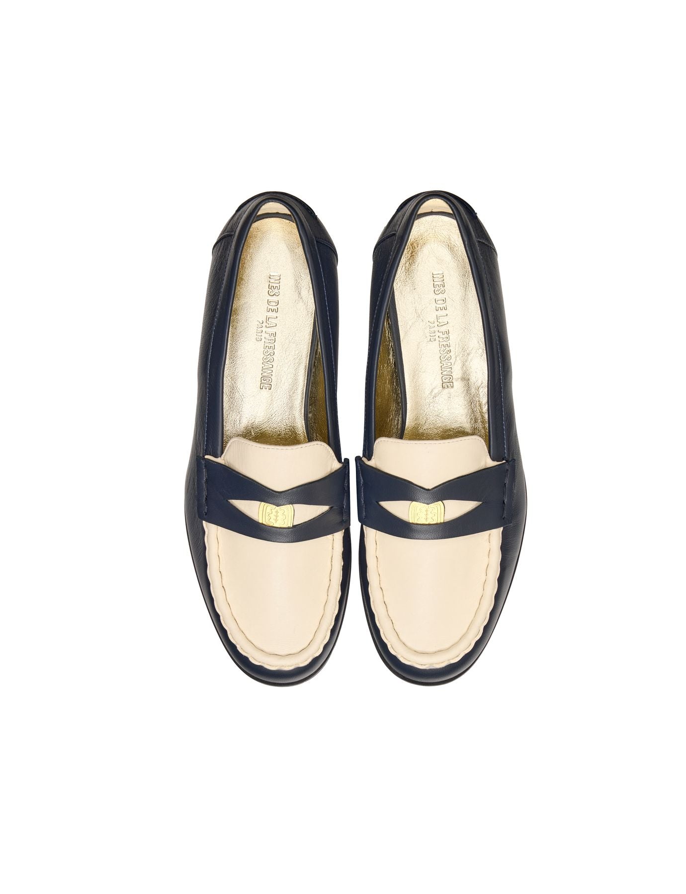 Elvire Mocassino in pelle blu e beige