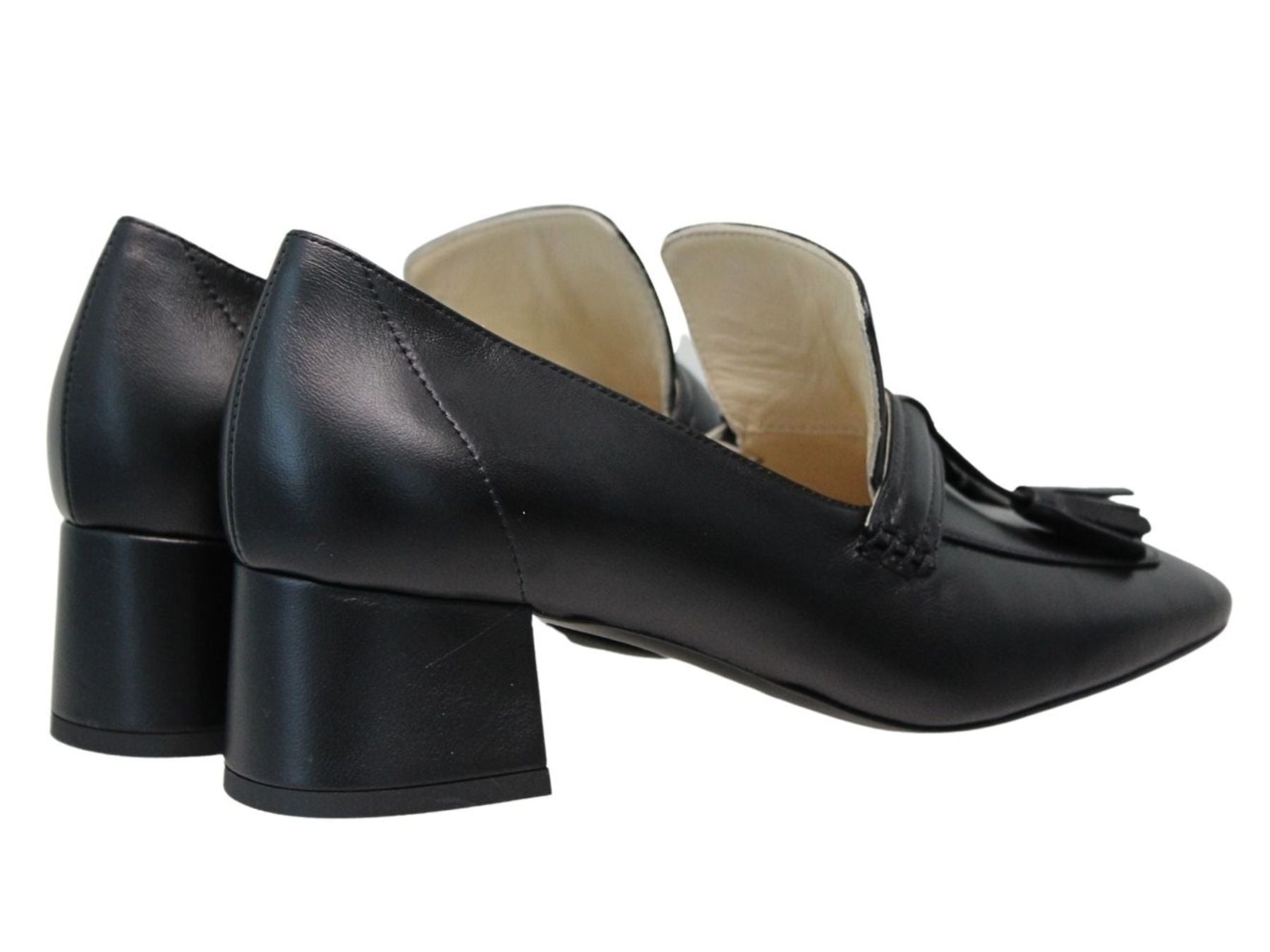 Mocassins à talon Élise en cuir souple noir