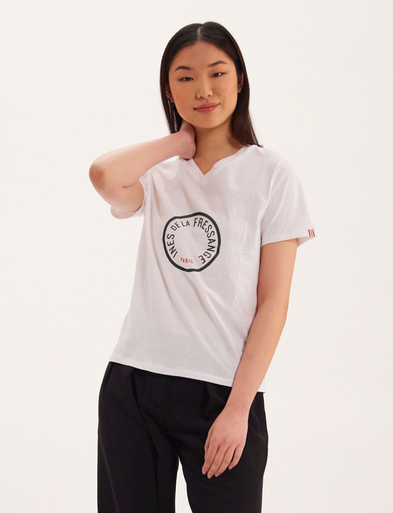 Camiseta Aurore cuello pico caqui