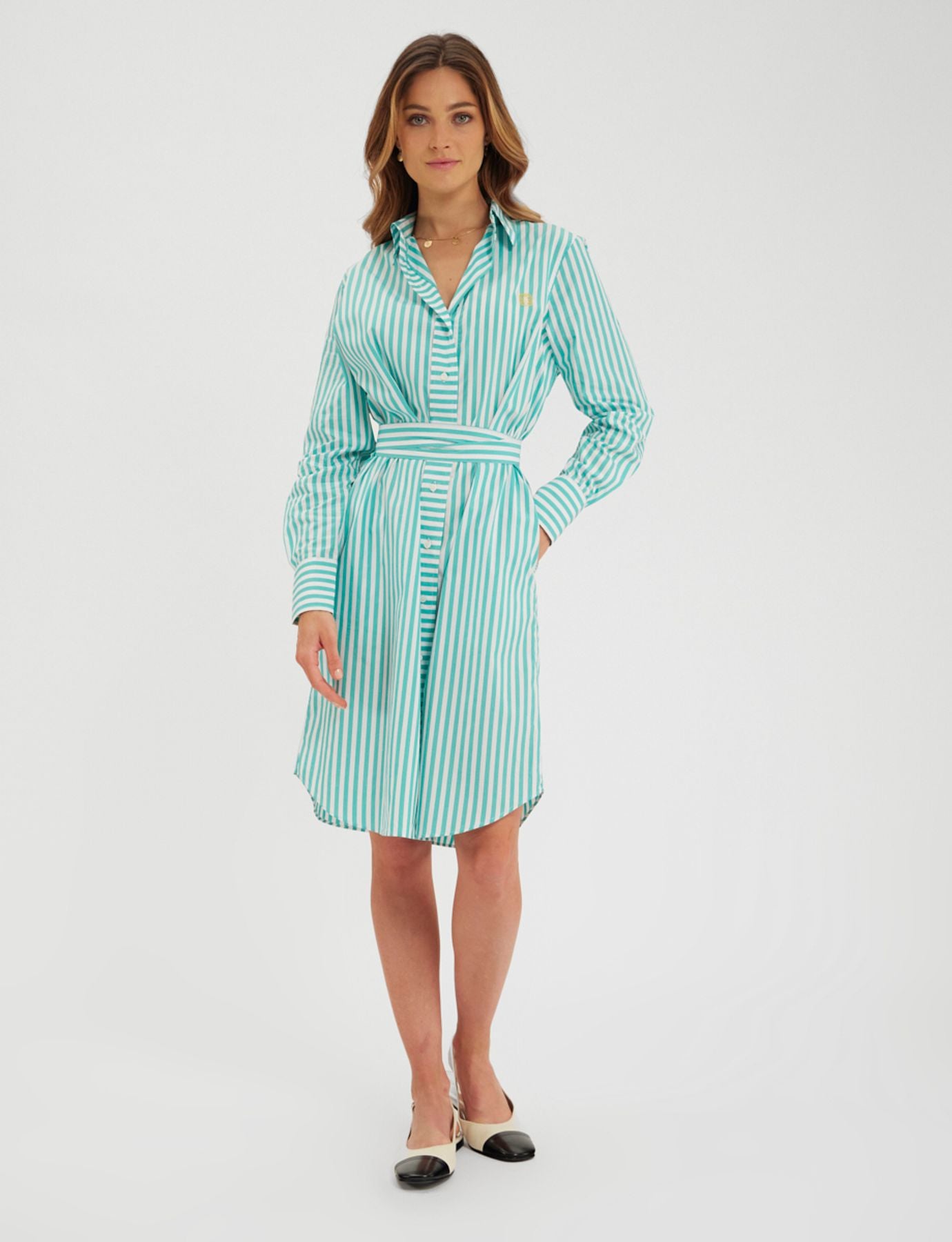 Robe-chemise Amour blanche et turquoise