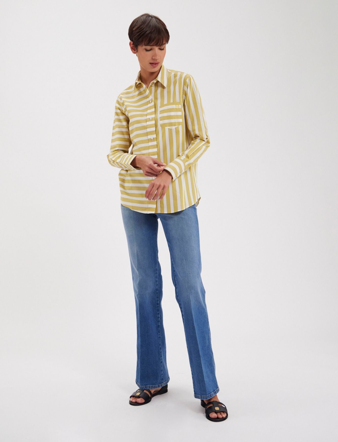 Chemise Maureen jaune et blanche à rayures