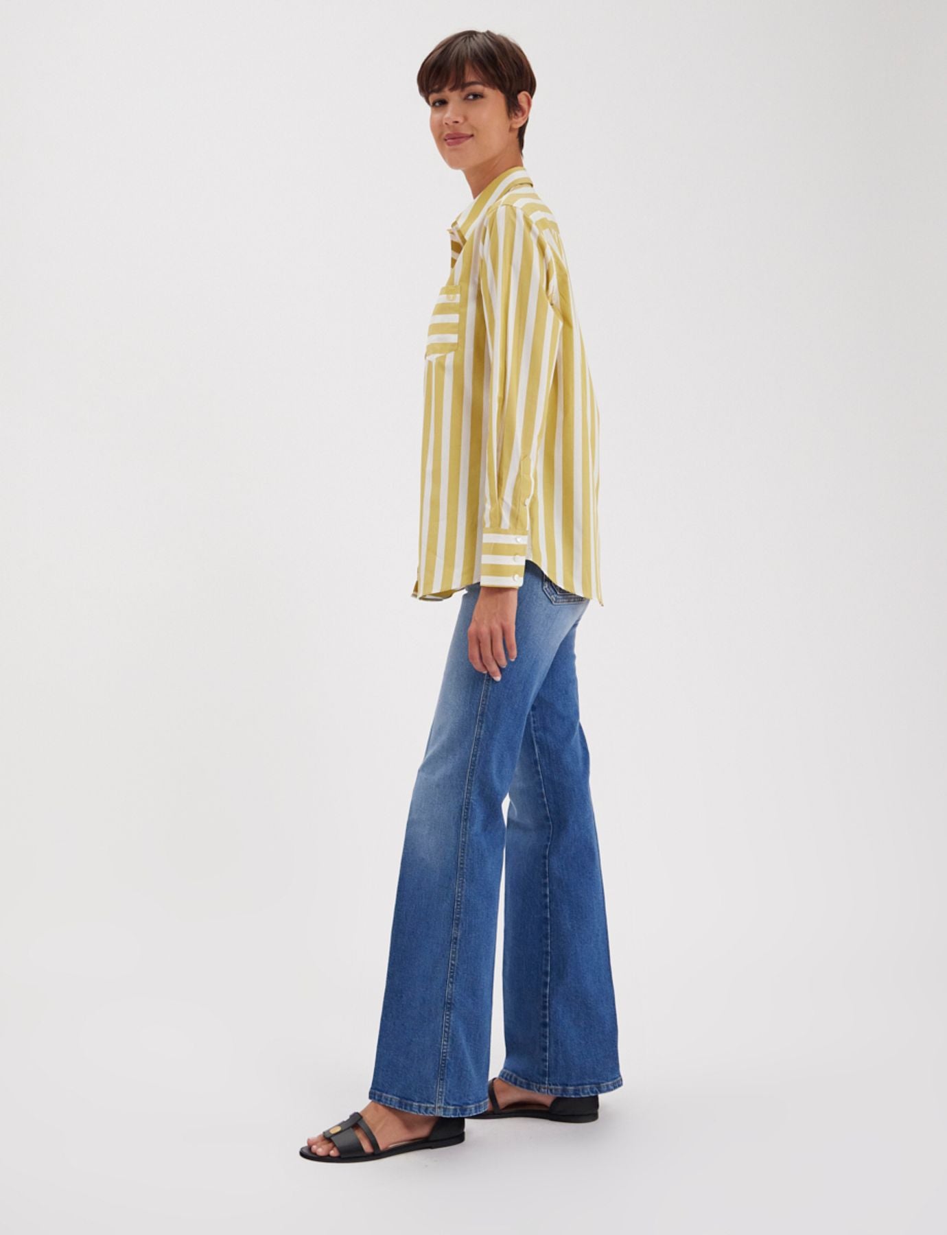 Chemise Maureen jaune et blanche à rayures