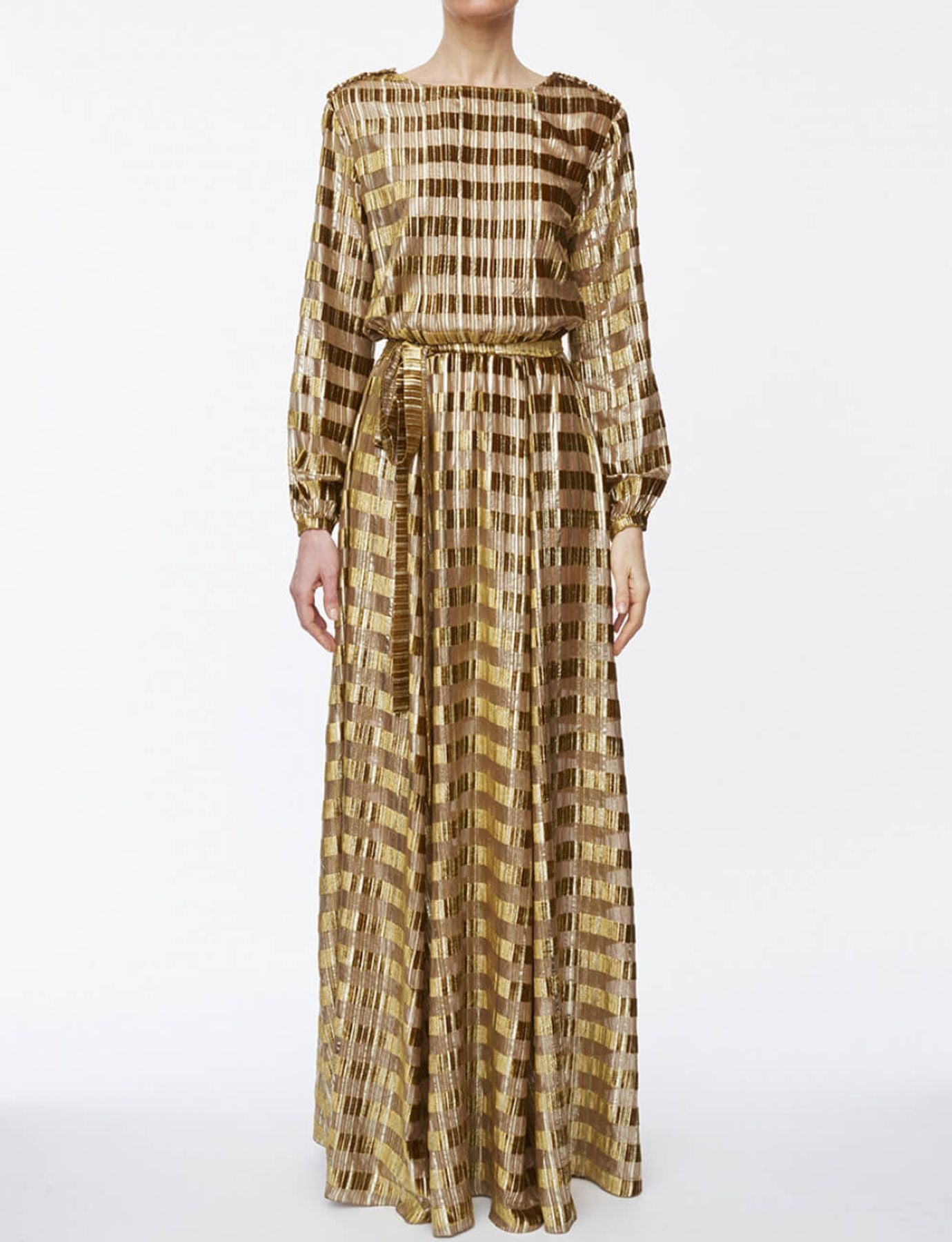 Adele velvet and lurex gold dress