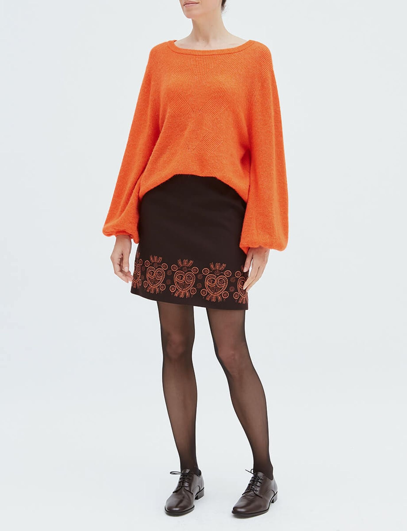 Jupe Sophia en laine marron foncé