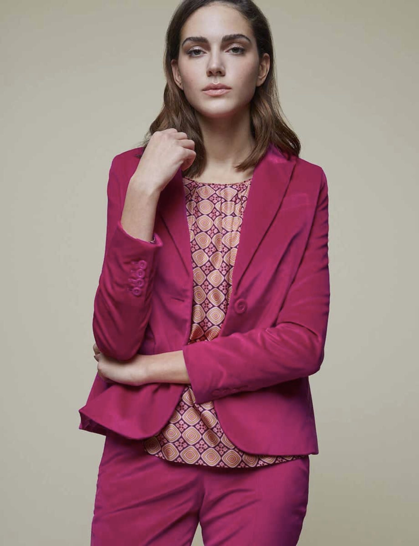 Pantalon Audrey velours fuchsia