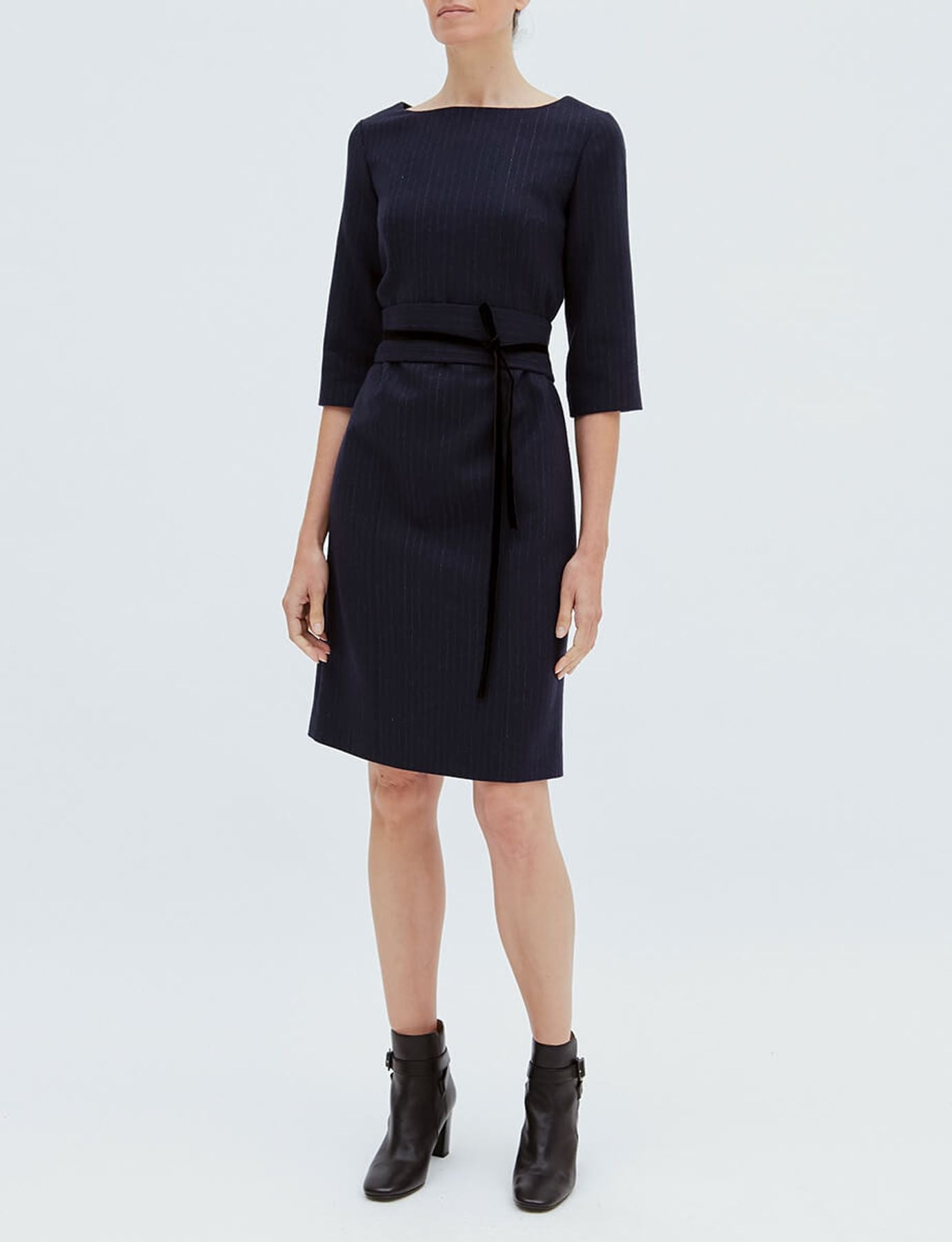 Justine dress in navy blue wool